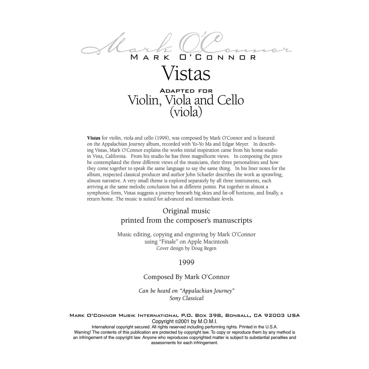 O'Connor Vistas Viola Bratschenoten Download Stimme