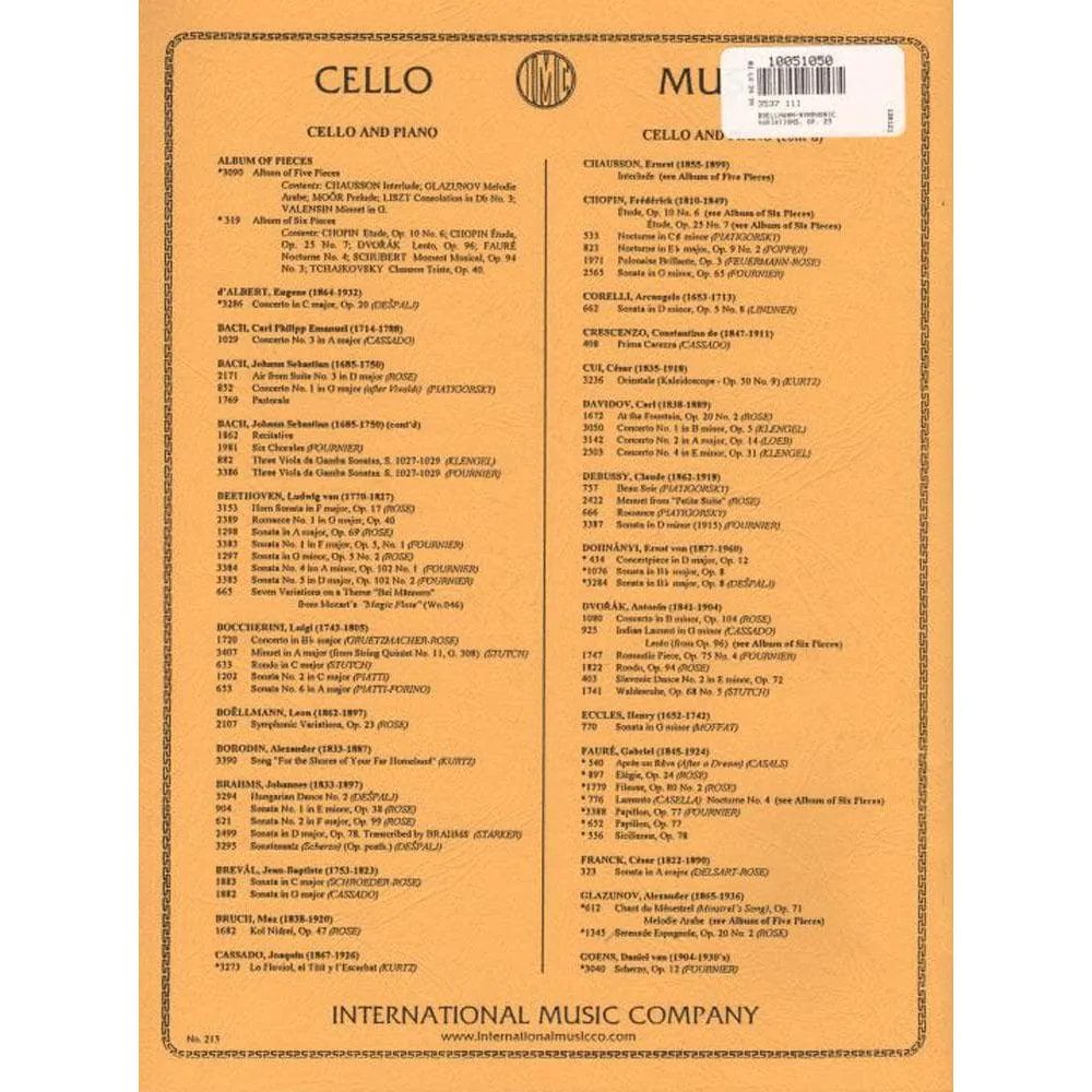 Shar Music Boellmann Op 23 Noten Cello Klavier Variation