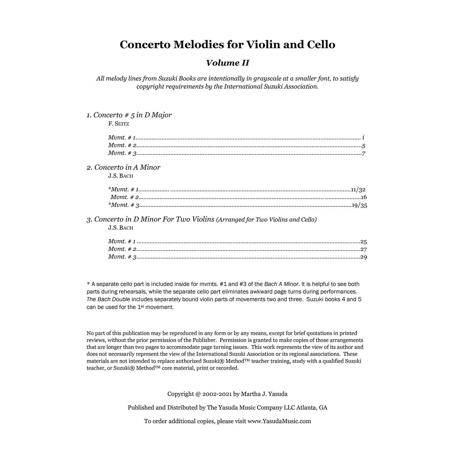 Yasuda Concerto Melodies Vol.2 Violine Cello Download