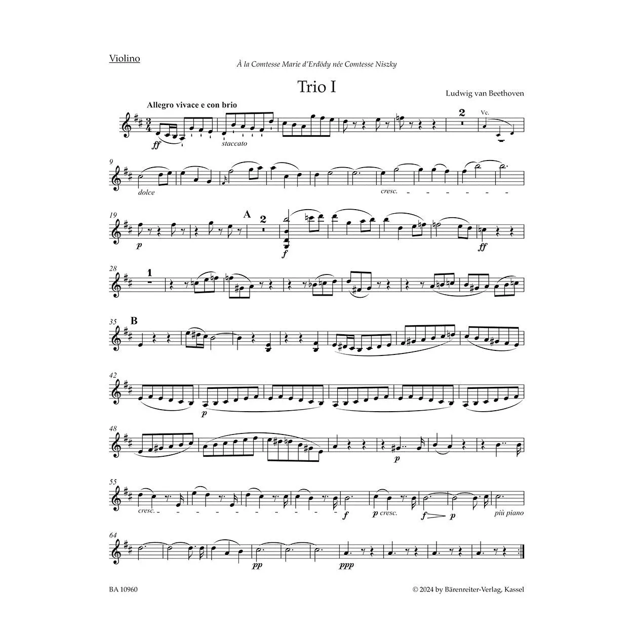 Bärenreiter Beethoven Klaviertrios Op. 70 Noten Urtext Trio