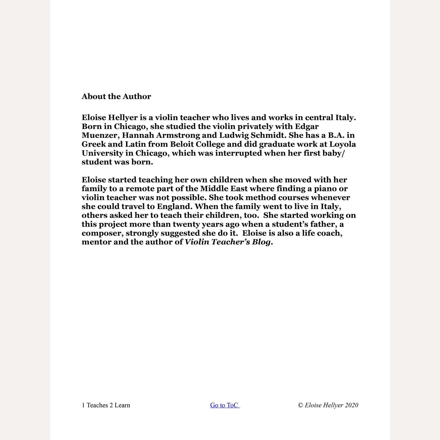Hellyer 1 Teaches 2 Learn Geigenbuch Taschenbuch