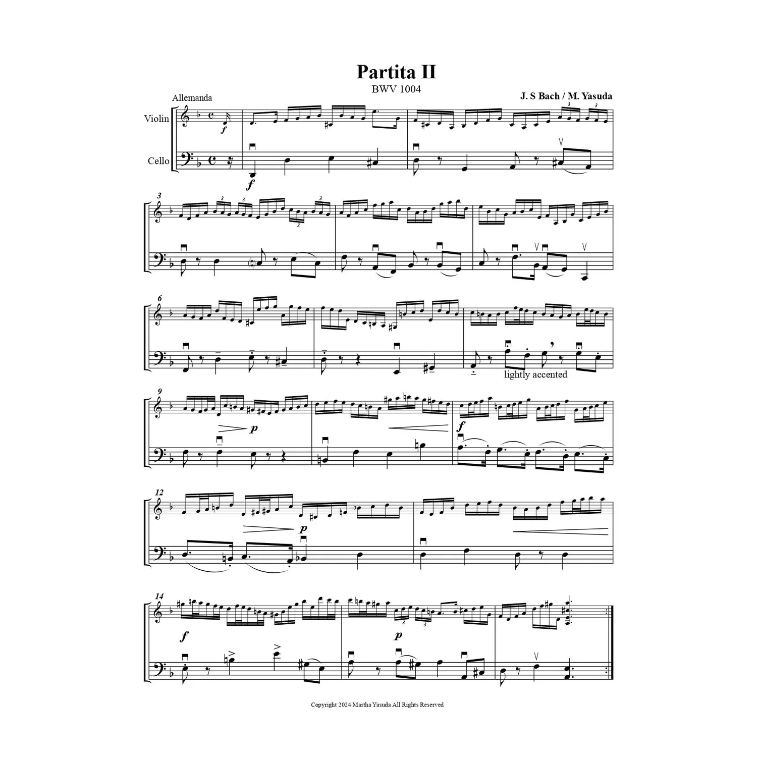 Yasuda Out of the Bachs Violine Cello Duett Download