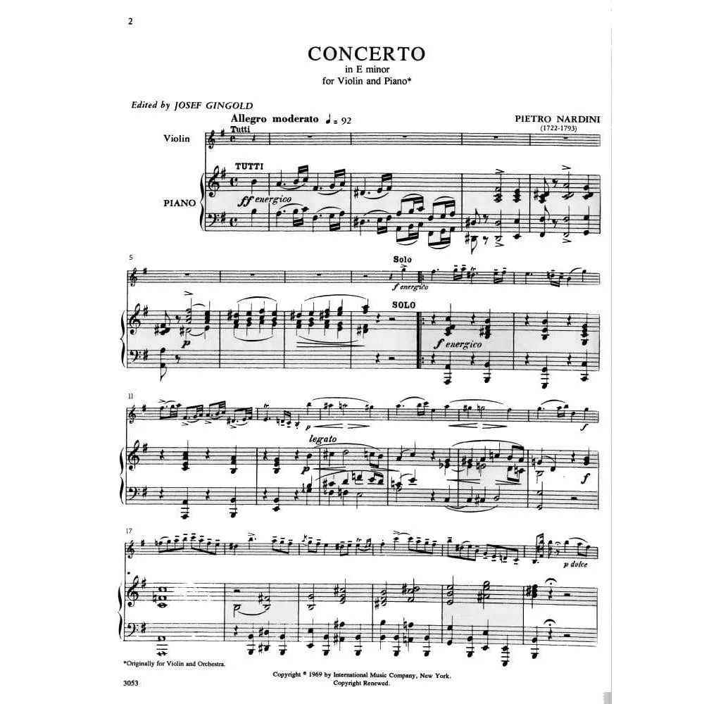 Nardini Konzert e-Moll Noten Violine solo Gingold