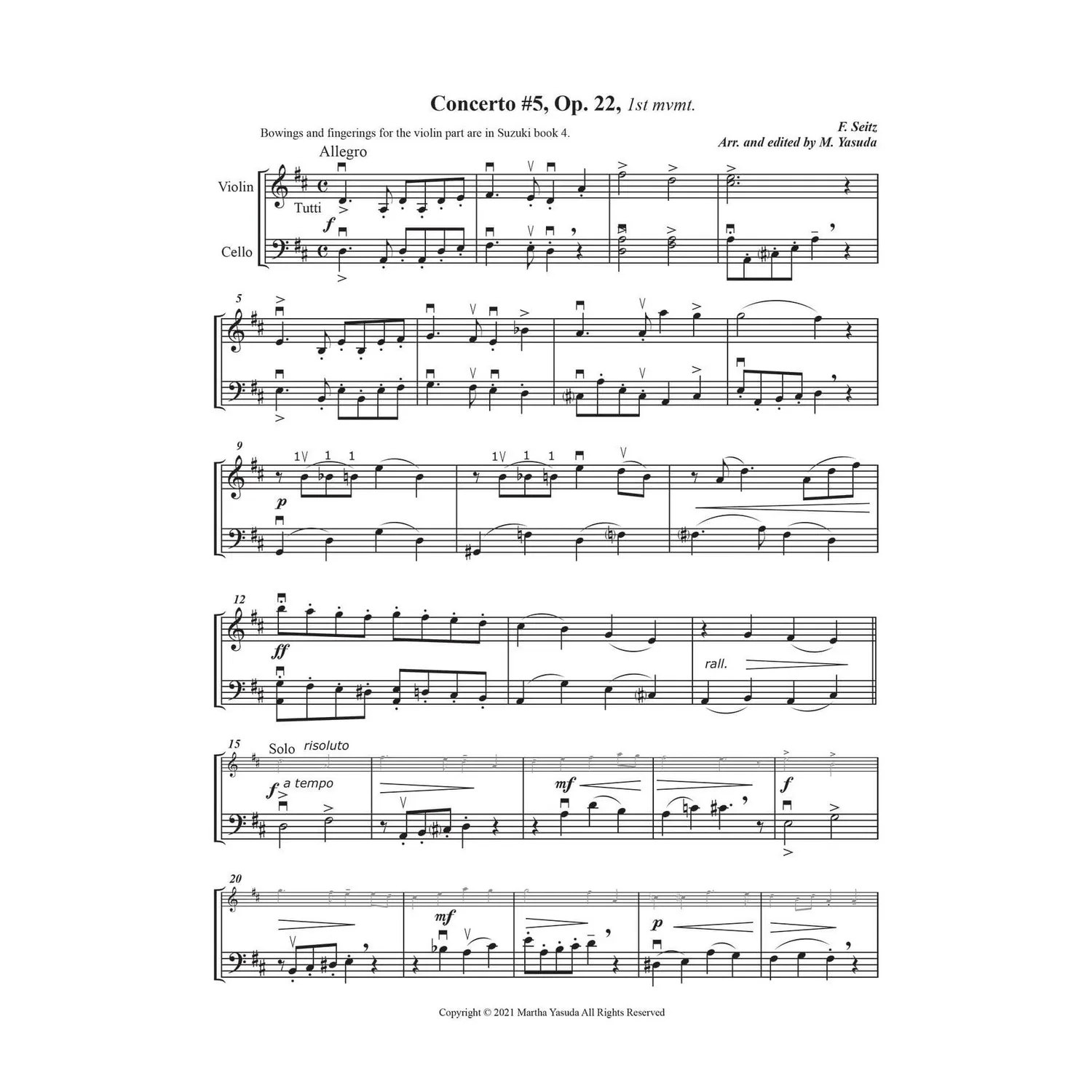 Yasuda Concerto Melodies Vol.2 Violine Cello Download