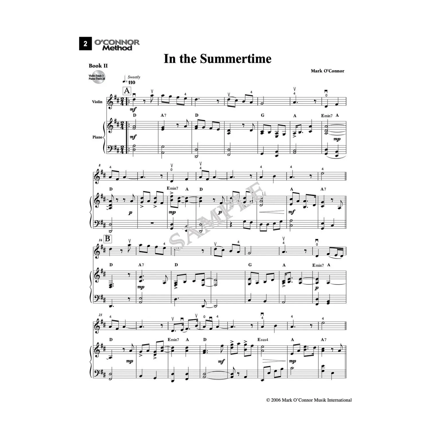 O'Connor Violin Method Book II Klavierbegleitung Download