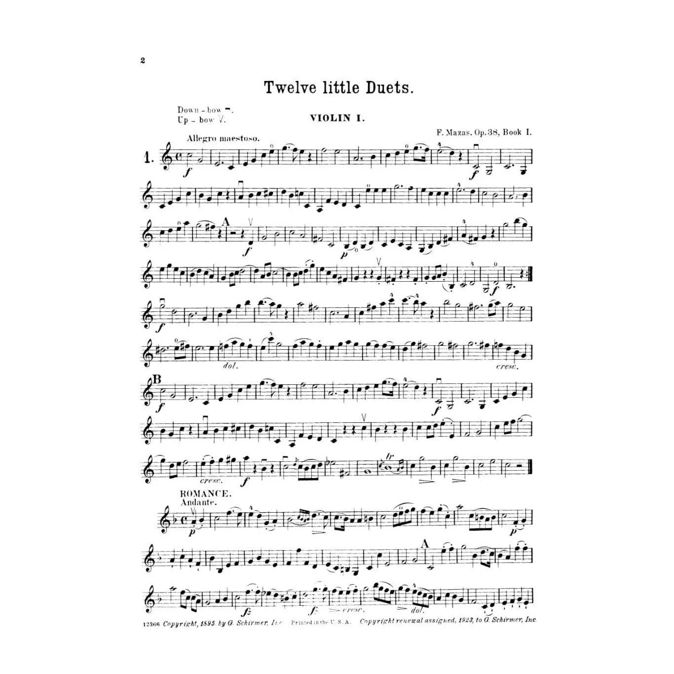 Shar Music Mazas 12 kleine Duette Op.38 Heft 1 Noten Violine