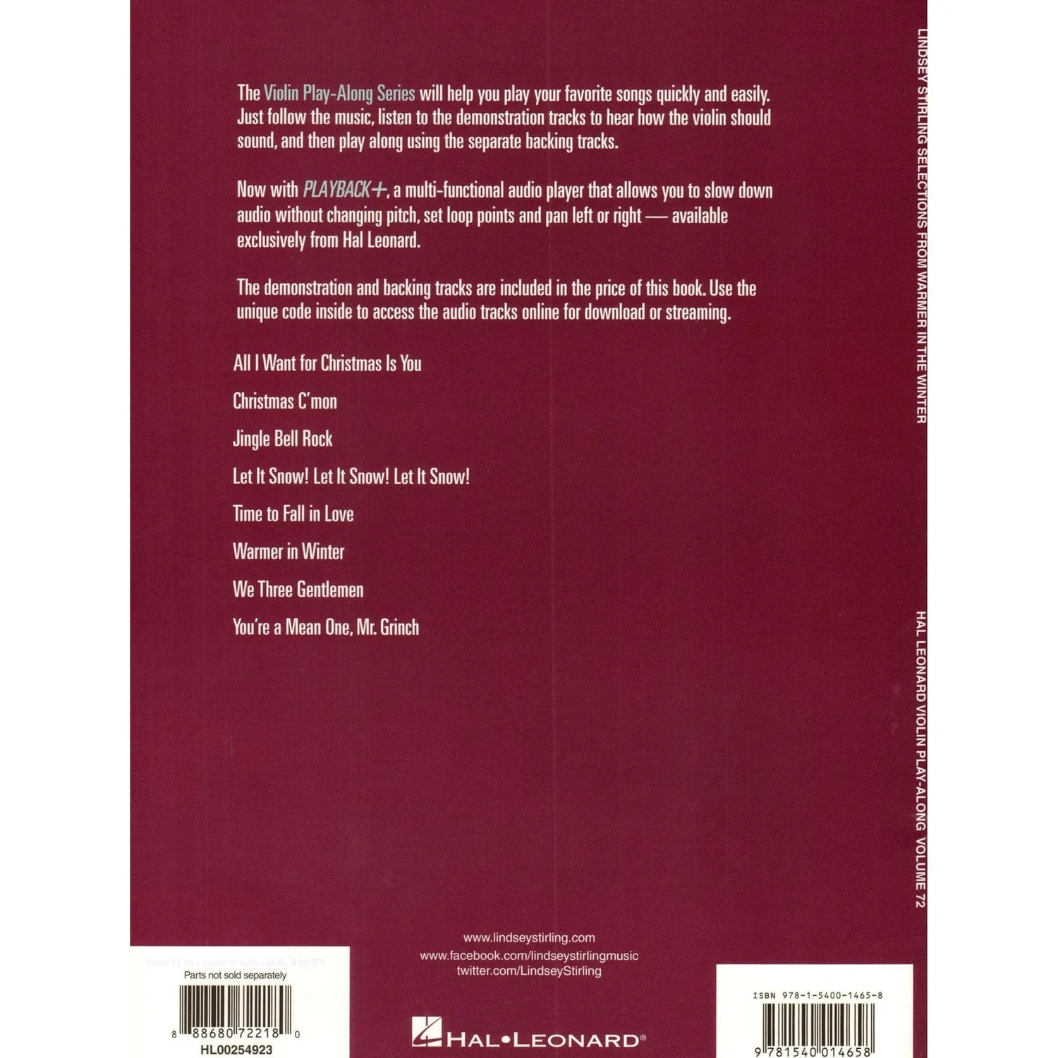 Hal Leonard Violin Play-Along Vol. 72 Lindsey Stirling Noten Winter