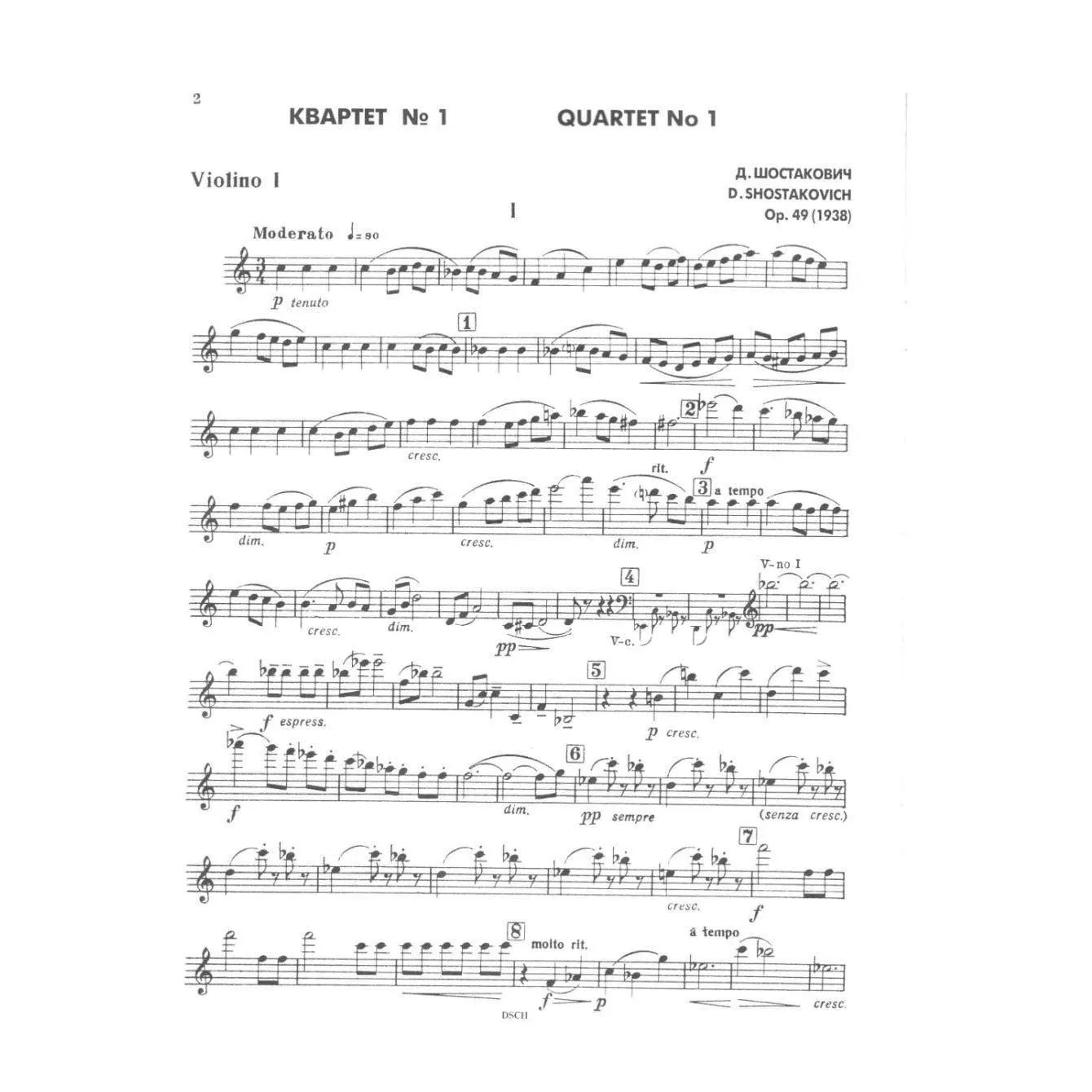 Schostakowitsch Quartett Nr 1 C-Dur Op 49 Stimmen
