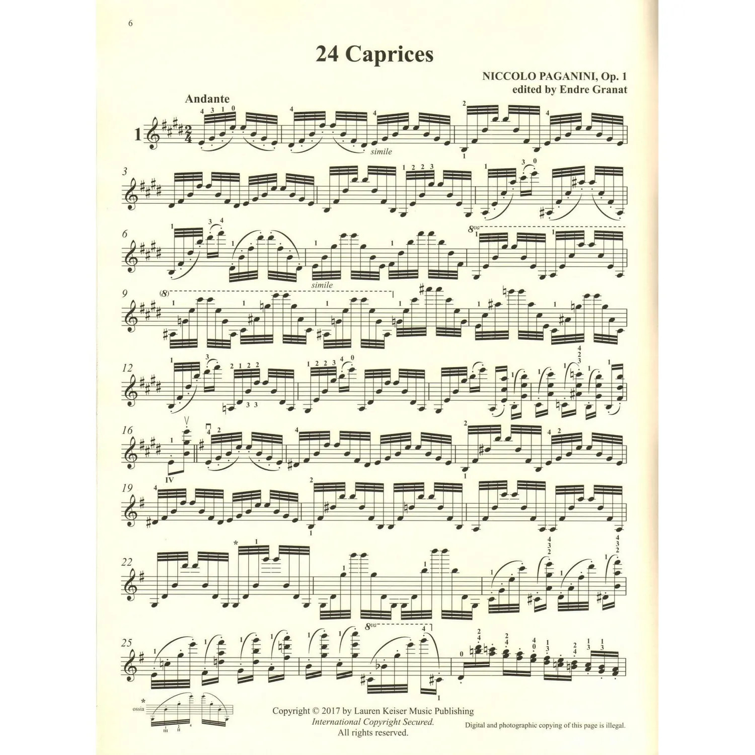 Paganini 24 Caprices Op. 1 Violinnoten Urtext Granat
