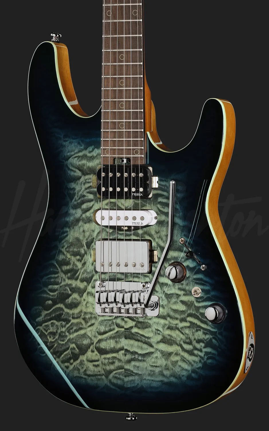 Harley Benton Progressive Fusion-IV HSH RW QBLB E-Gitarre Quilt Blue Burst