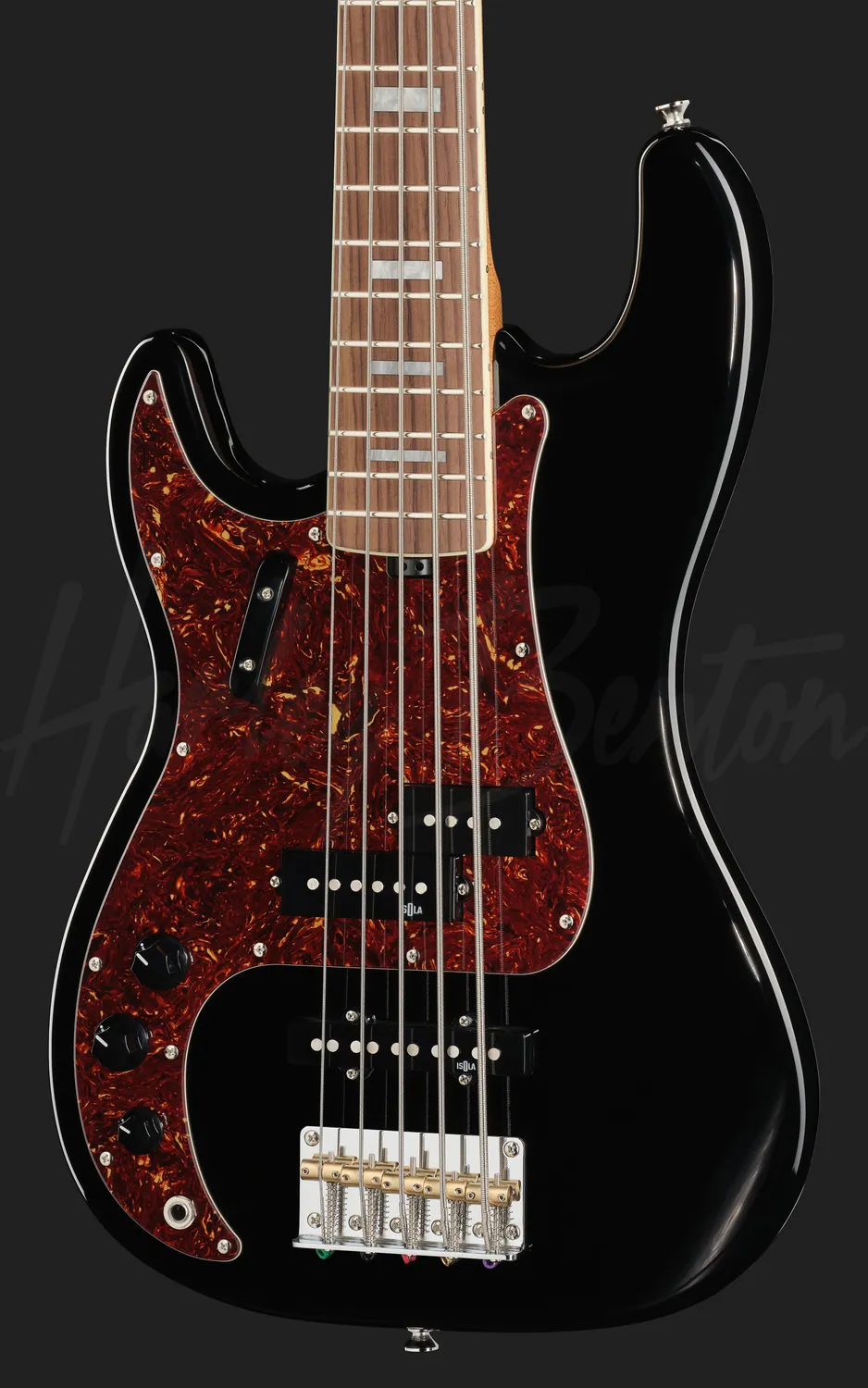 Harley Benton MV-5PJ LH E-Bass 5-Saiter Schwarz Linkshänder