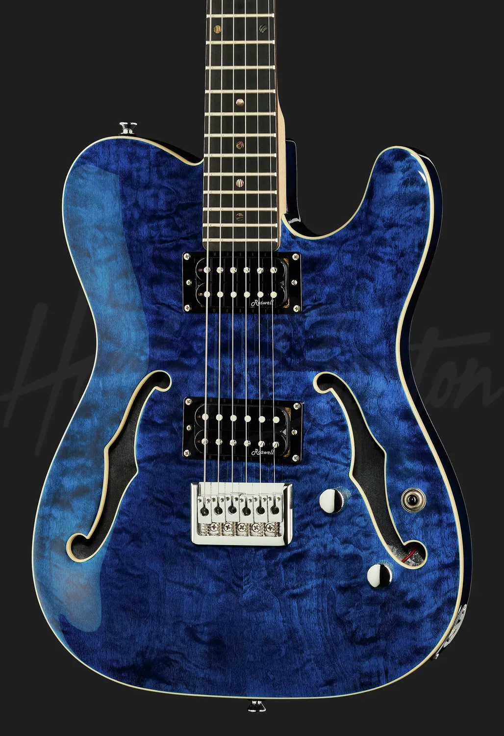 Harley Benton Classic TE-90QM E-Gitarre Trans Blue F-Hole