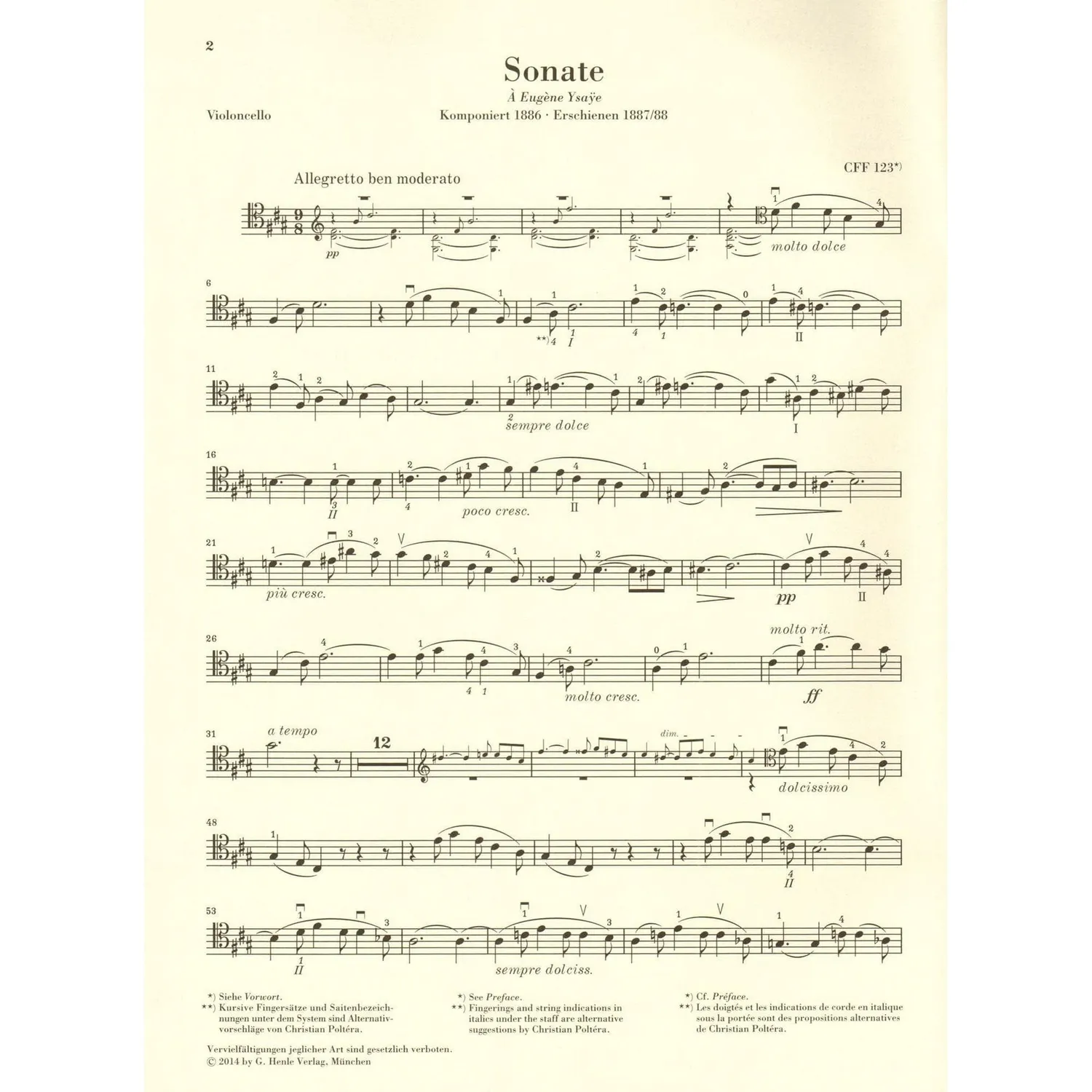 Henle Franck Sonate A-Dur Cello Klavier Noten Urtext