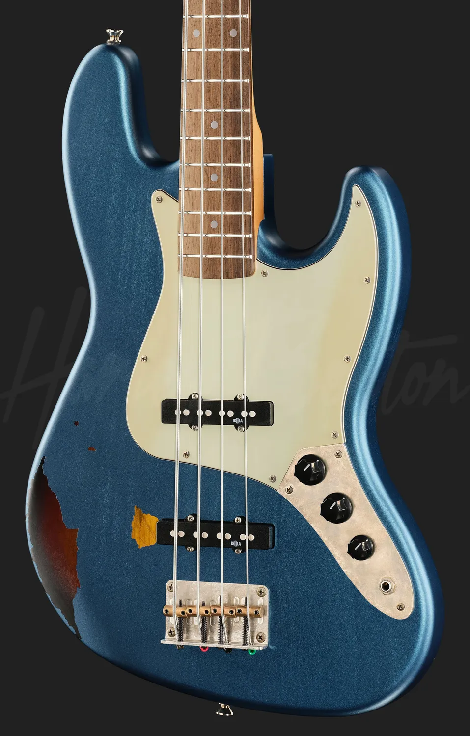 Harley Benton JB-62LA E-Bass Lake Placid Blue Erle Aged