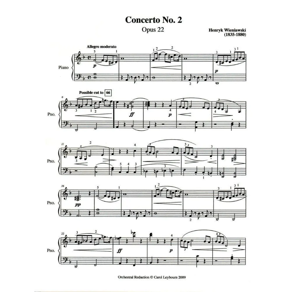 Leybourn Frustrated Accompanist Wieniawski Konzert Nr.2 Klaviernoten d-moll