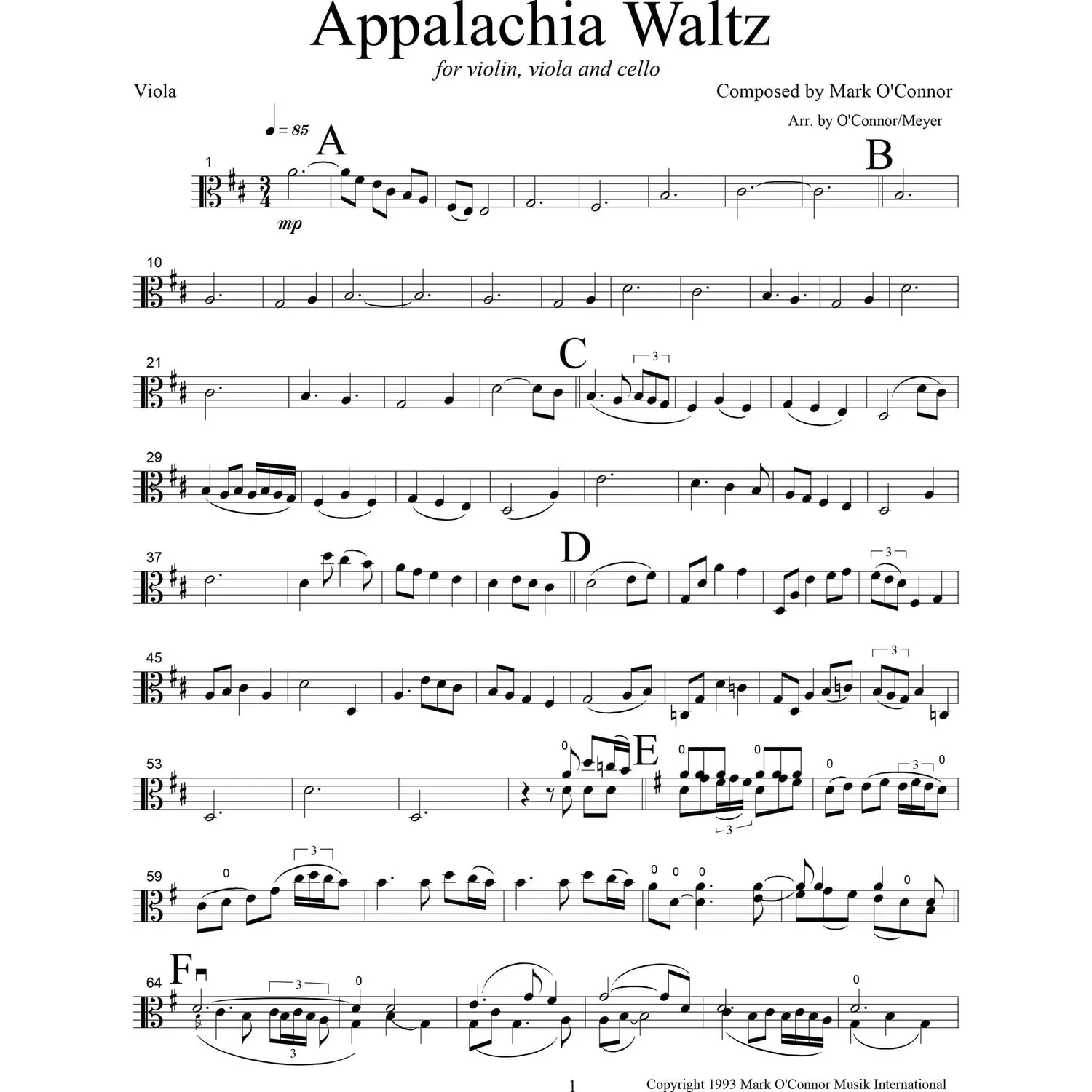 O'Connor Appalachia Waltz Noten Bratsche Download