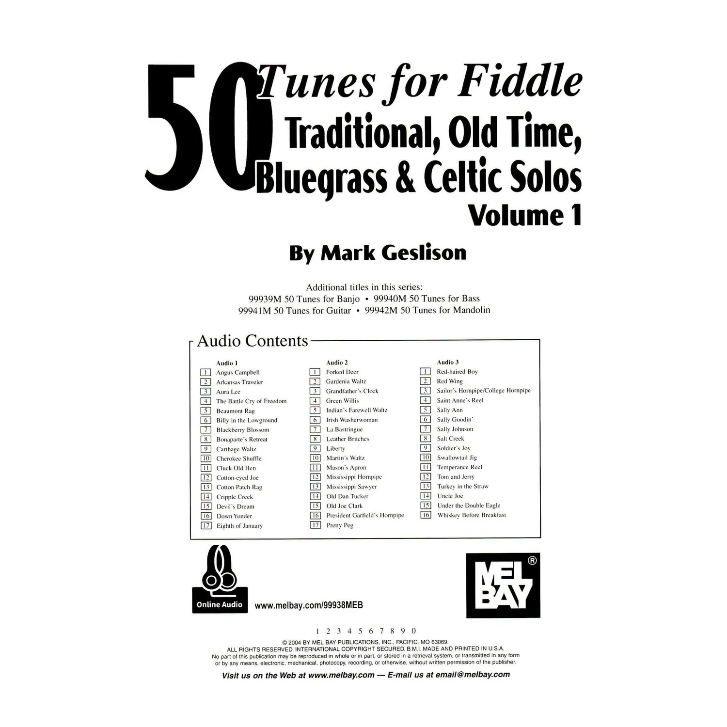 Mel Bay 50 Tunes Fiddle Vol.1 Violinenoten Audio