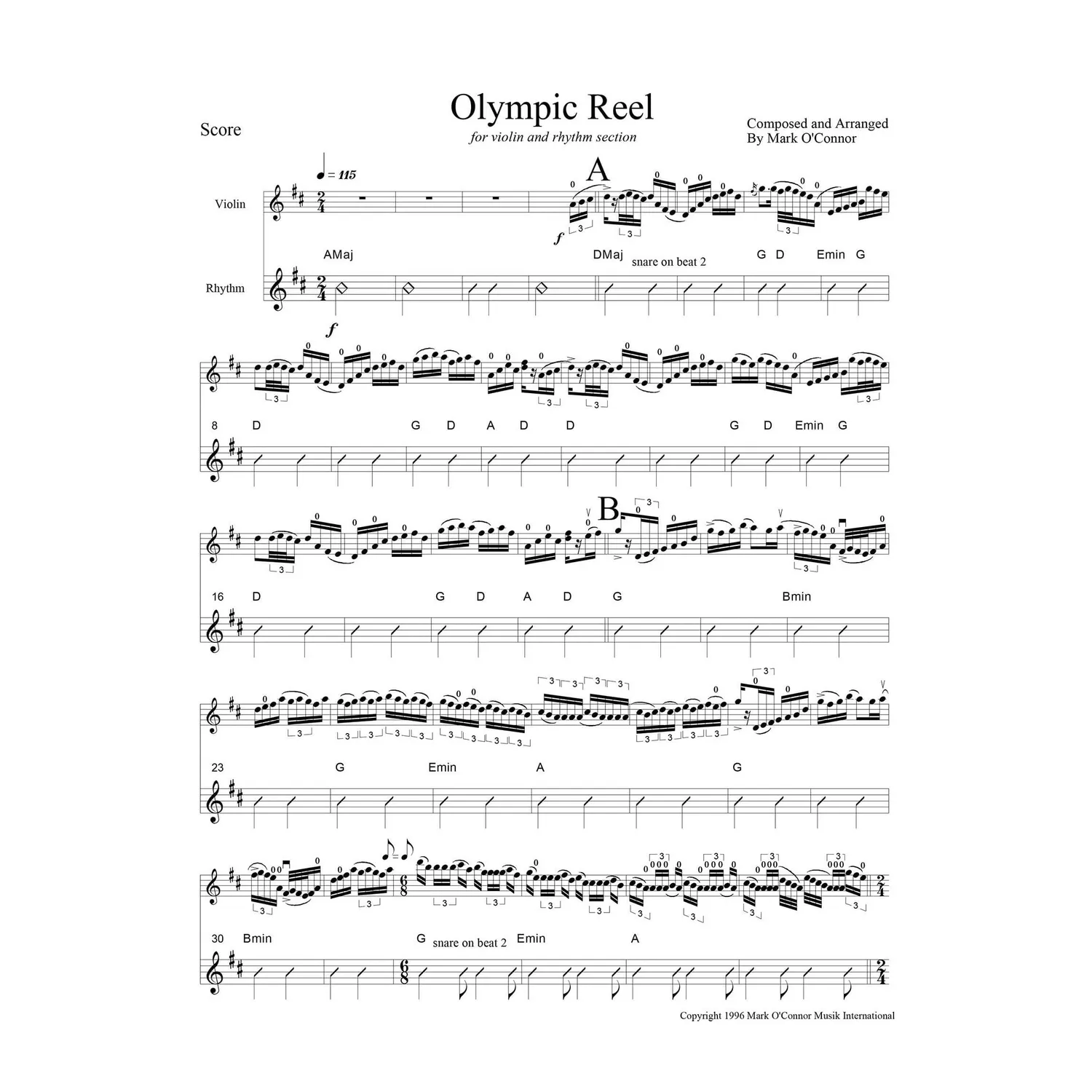 O'Connor Olympic Reel Noten Violine Download