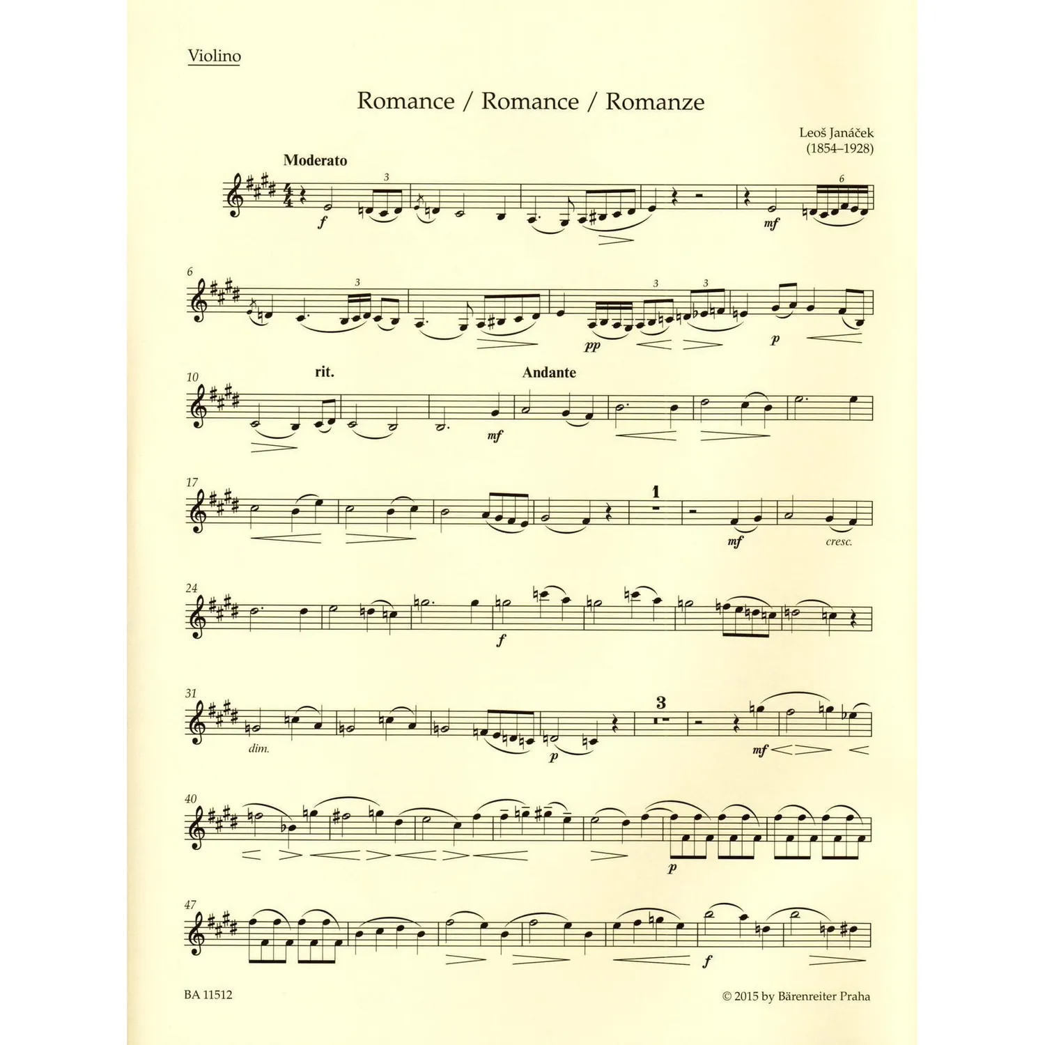 Bärenreiter Janacek Werke Violine Klavier Urtext Noten