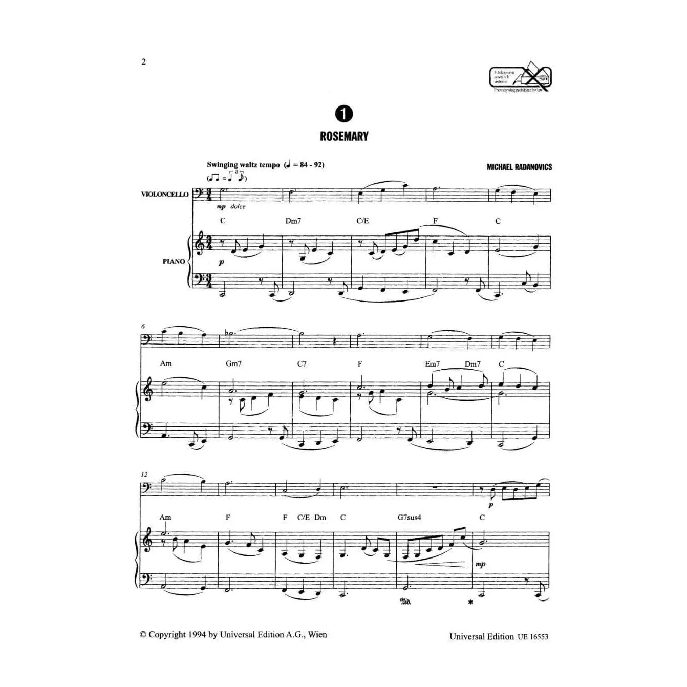 Universal Radanovics Jazzy Cello Vol.1 Noten Cello Jazz