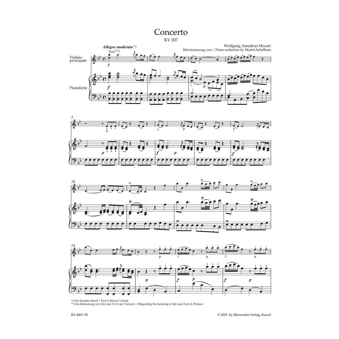 Shar Music Mozart Konzert Nr.1 B-Dur KV 207 Violine Klavier Urtext