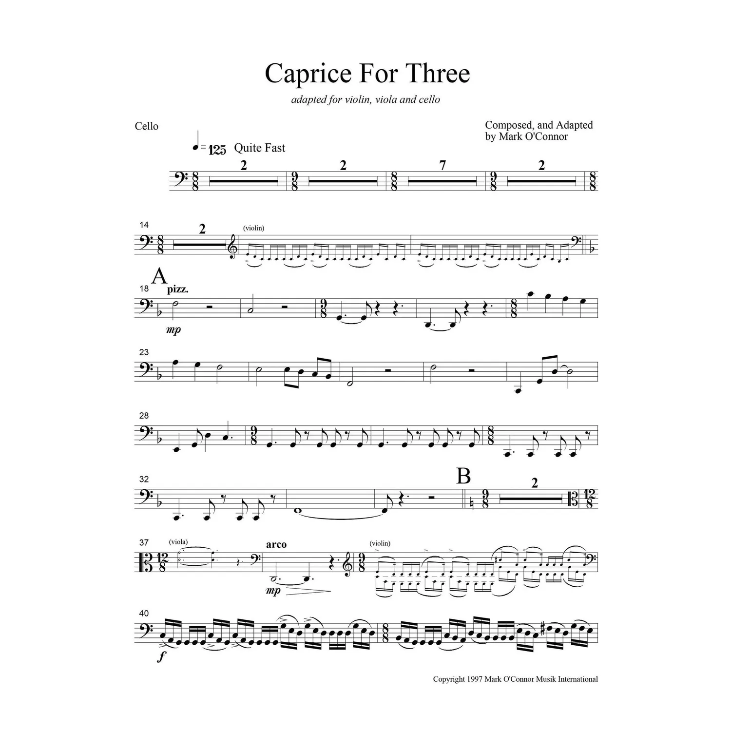 O'Connor Caprice for Three Cello Noten Download