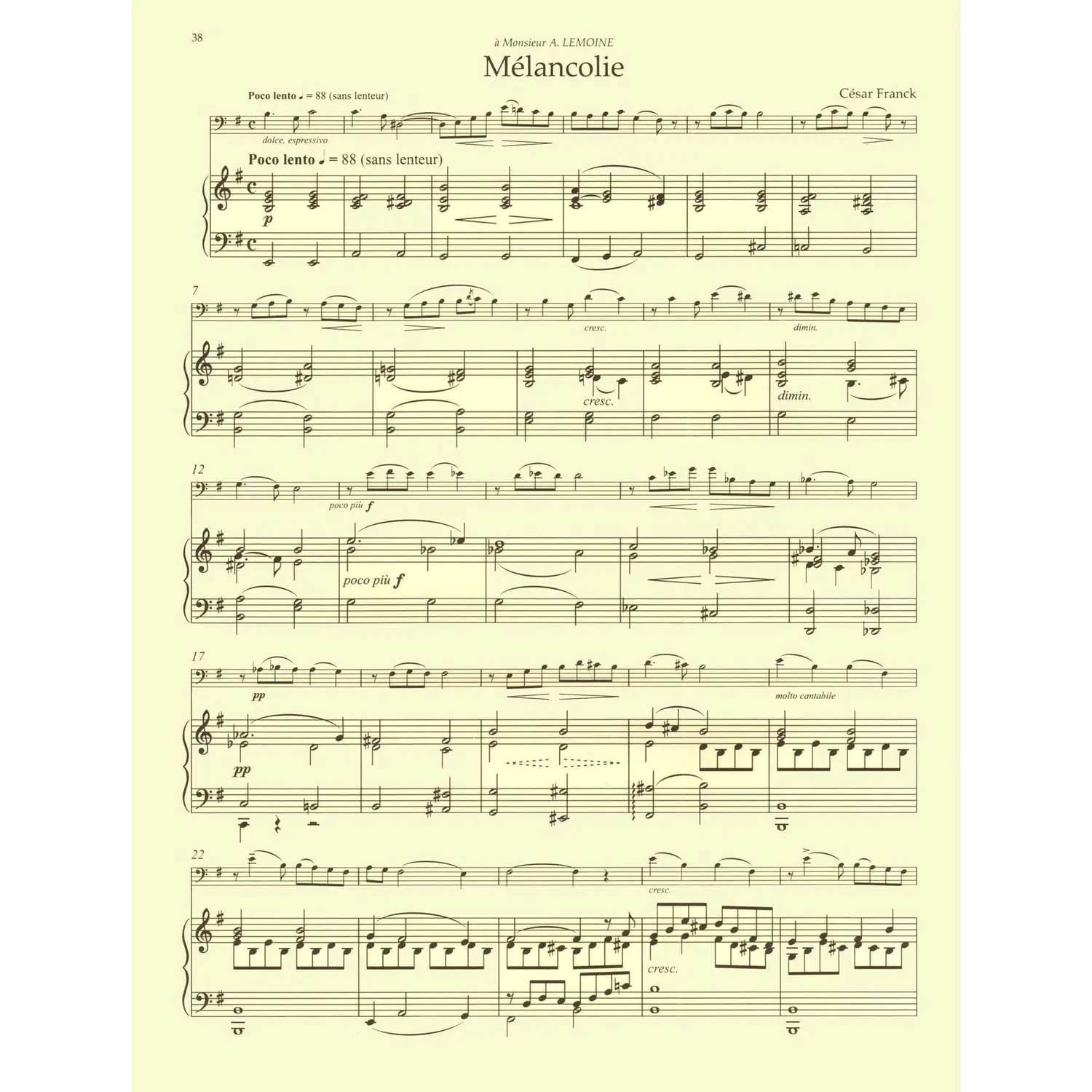 Bärenreiter Franck Sonata Melancolie Noten Cello Klavier Urtext