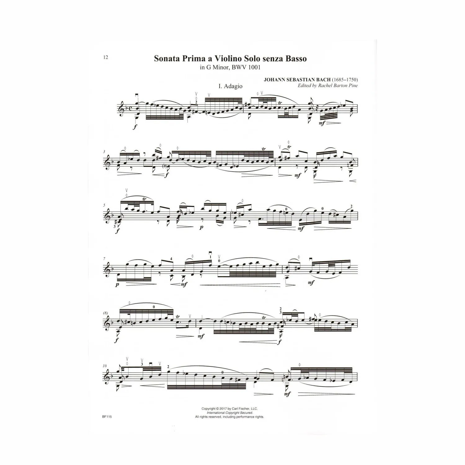 Carl Fischer Bach Sechs Sonaten Partiten Violine Noten