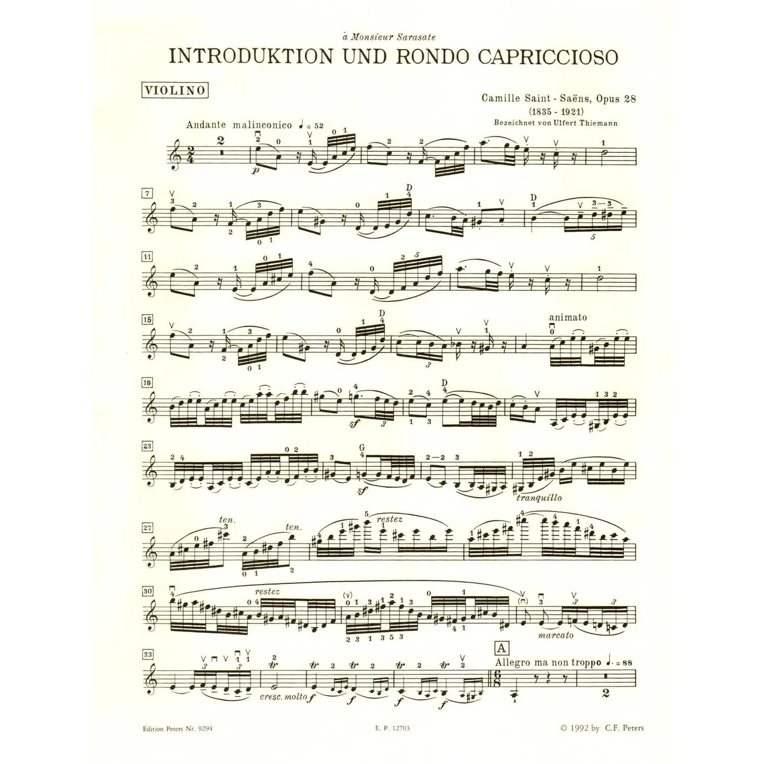 Saint-Saëns Introduction Rondo op. 28 Noten Violine Klavier virtuos