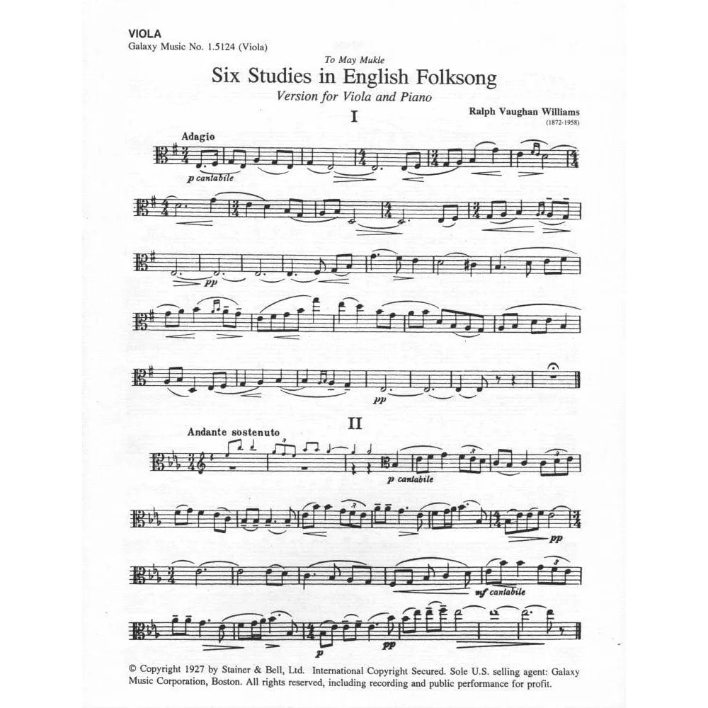 Vaughan Williams Six Studies Bratschennoten Viola-Klavier