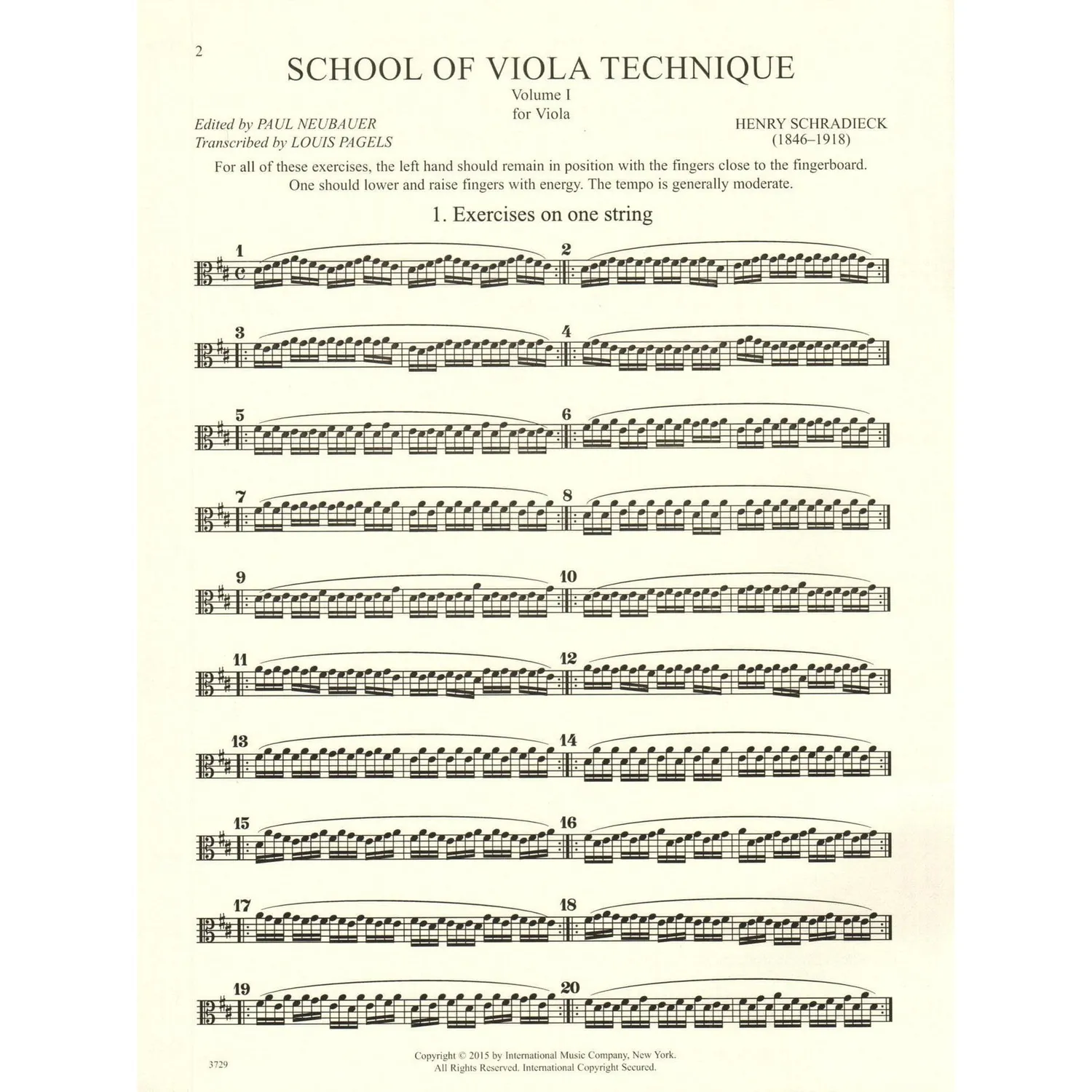 Schradieck Schule Viola Technik Band 1 Bratschennoten Etüden