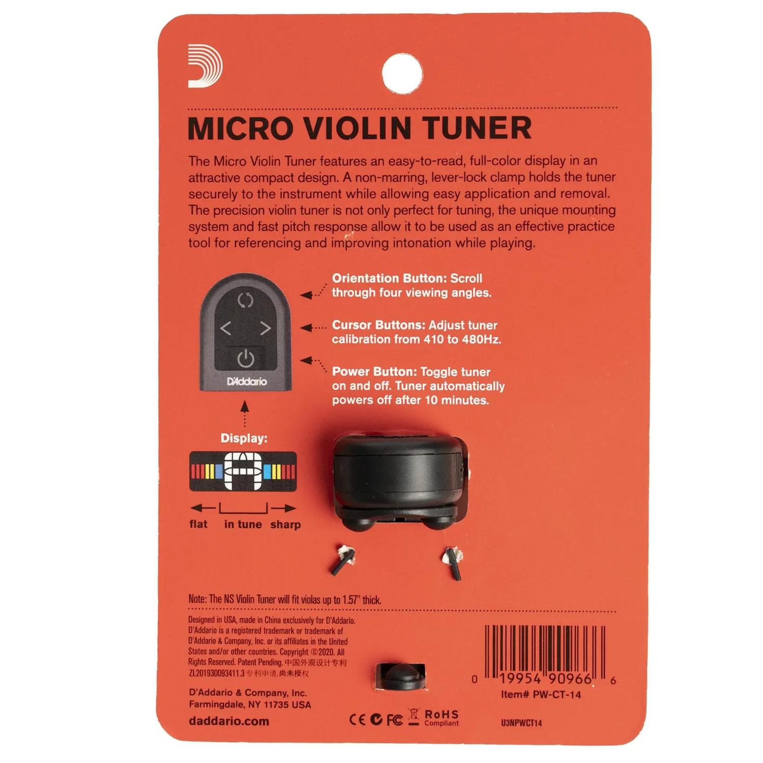 DAddario NS Micro Stimmgerät Violine Klemm-Tuner
