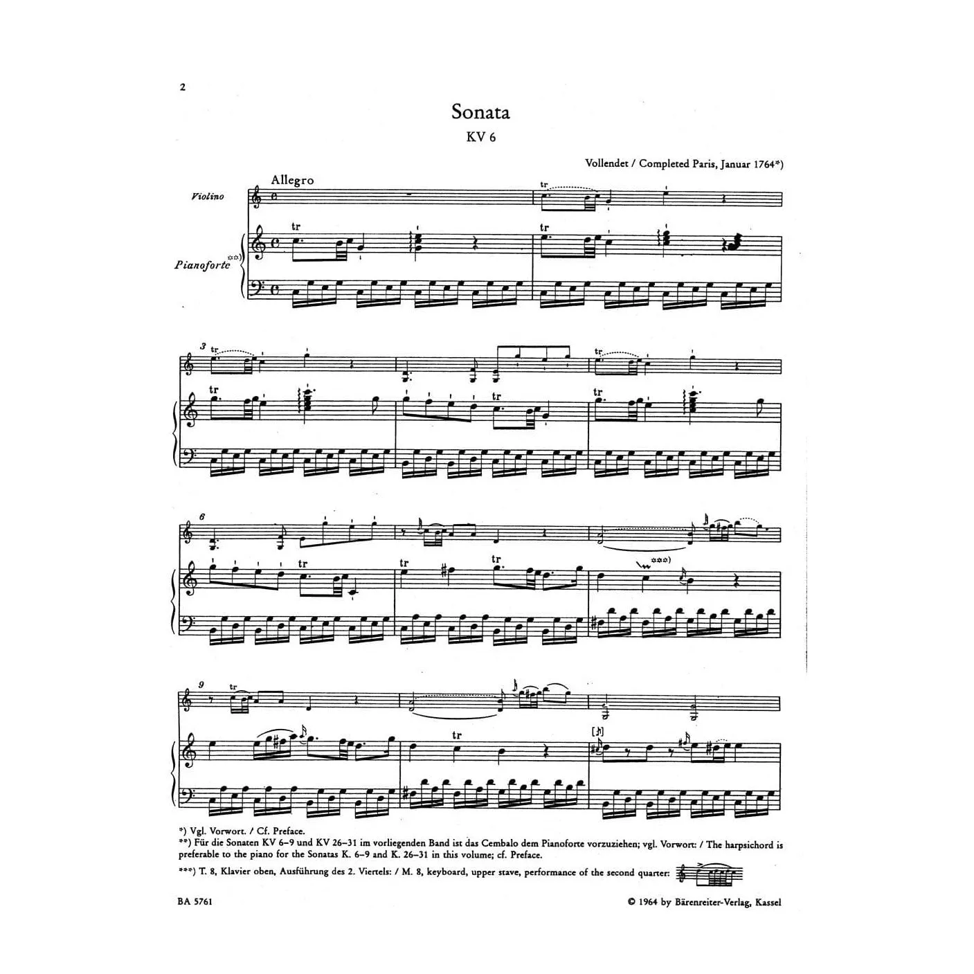 Bärenreiter Mozart Klavier Violine Noten Band 1 Urtext