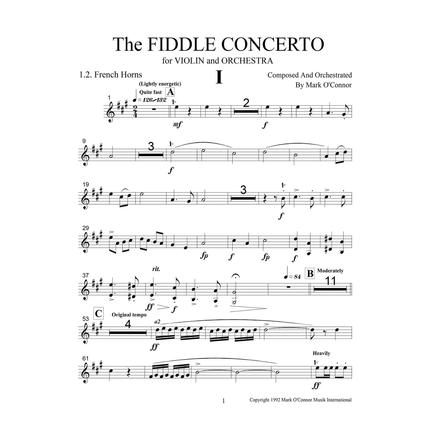 Mark O'Connor Fiddle Concerto Noten Blechbläser Download