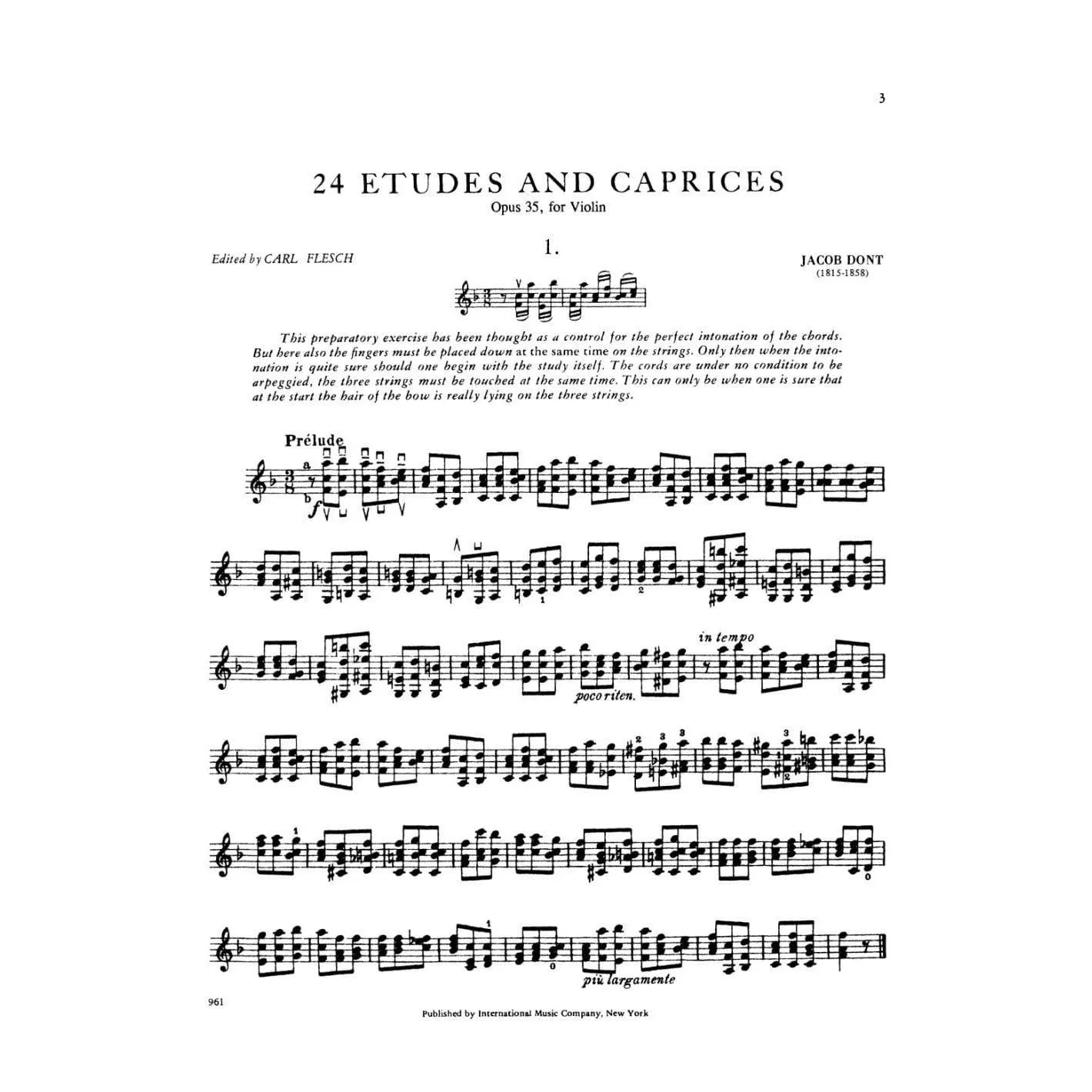 International Dont 24 Etüden und Capricen Opus 35 Noten Violine solo Flesch