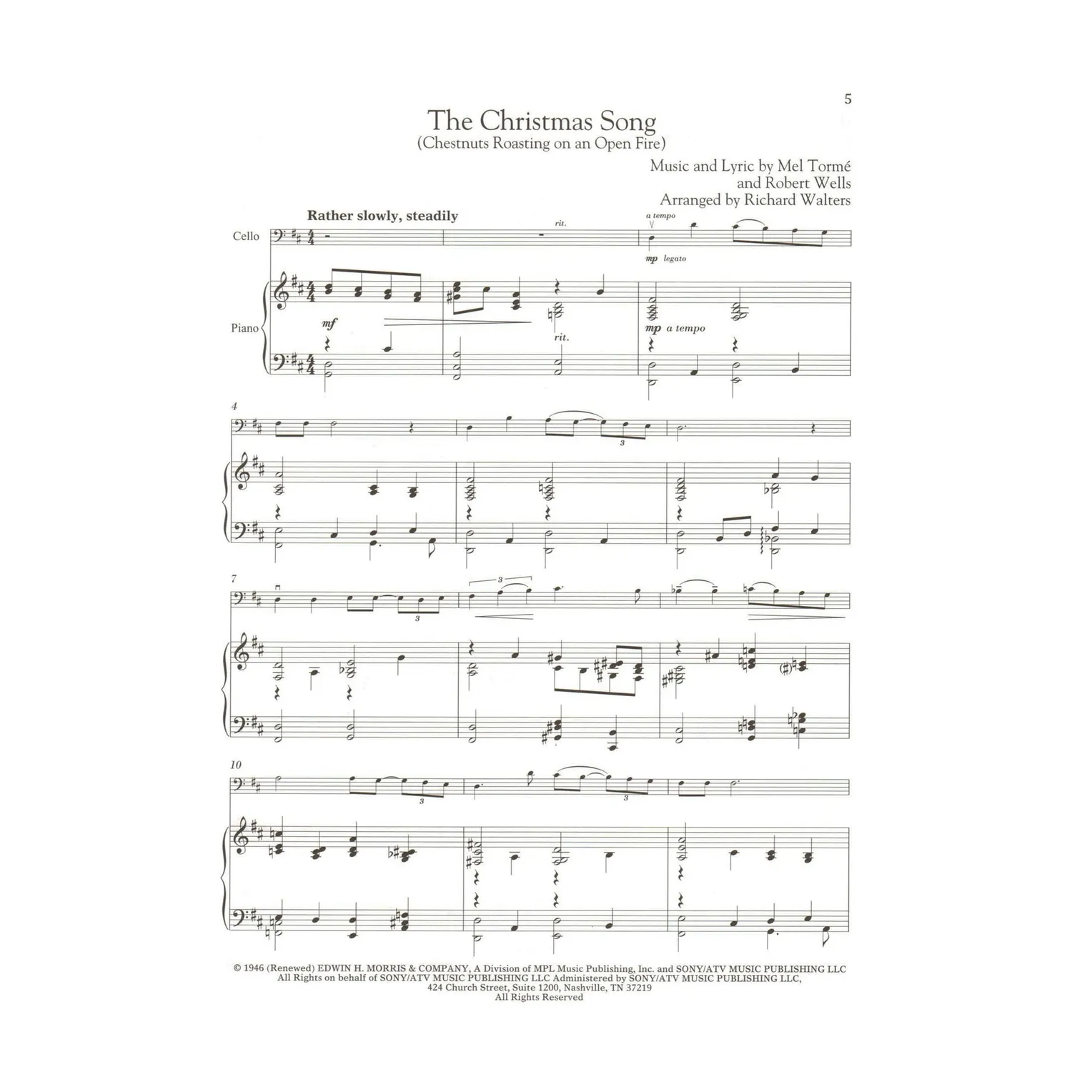 Hal Leonard Christmas Songs Cellonoten Klavier 12 Stücke