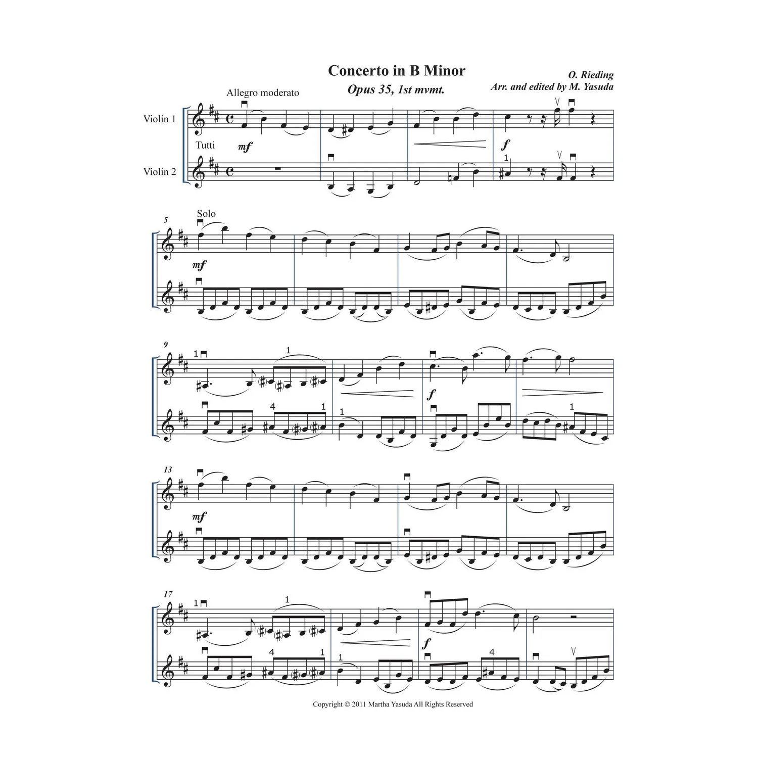 Yasuda Concerto Melodies Vol. I 2 Violinen Download 2. Auflage