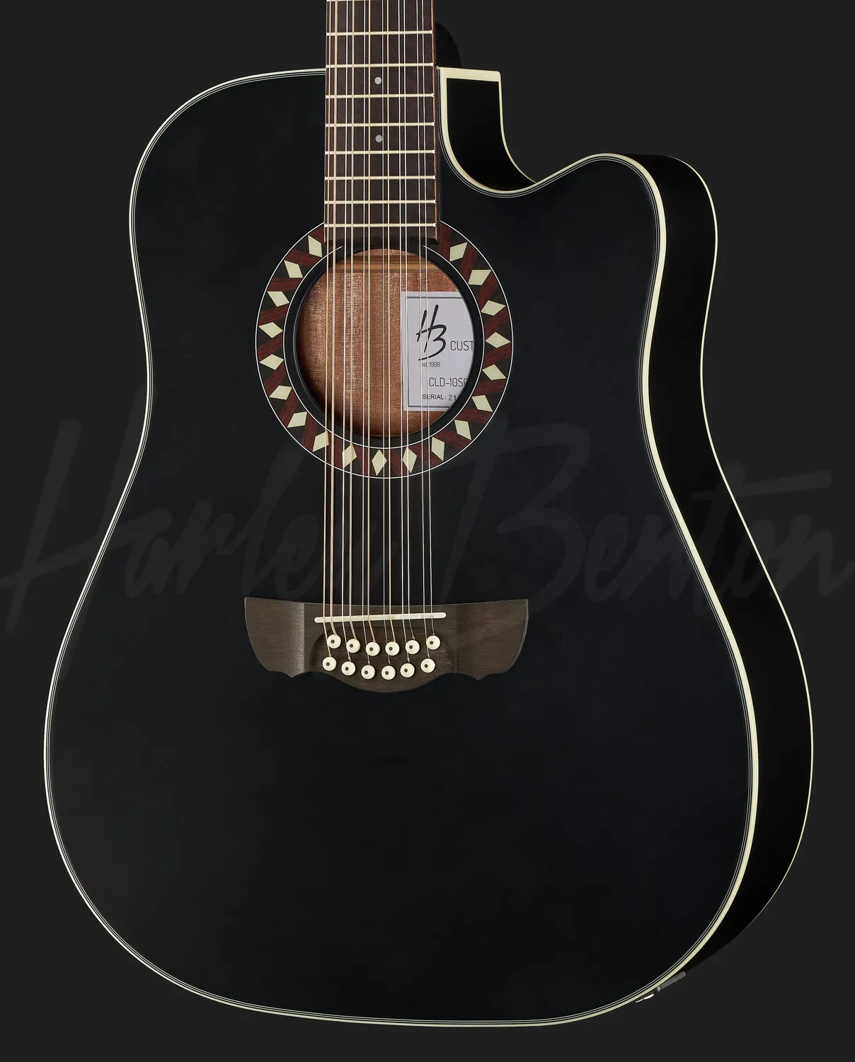 Harley Benton Custom Line CLD-10SCE-12 Westerngitarre 12-saitig Schwarz