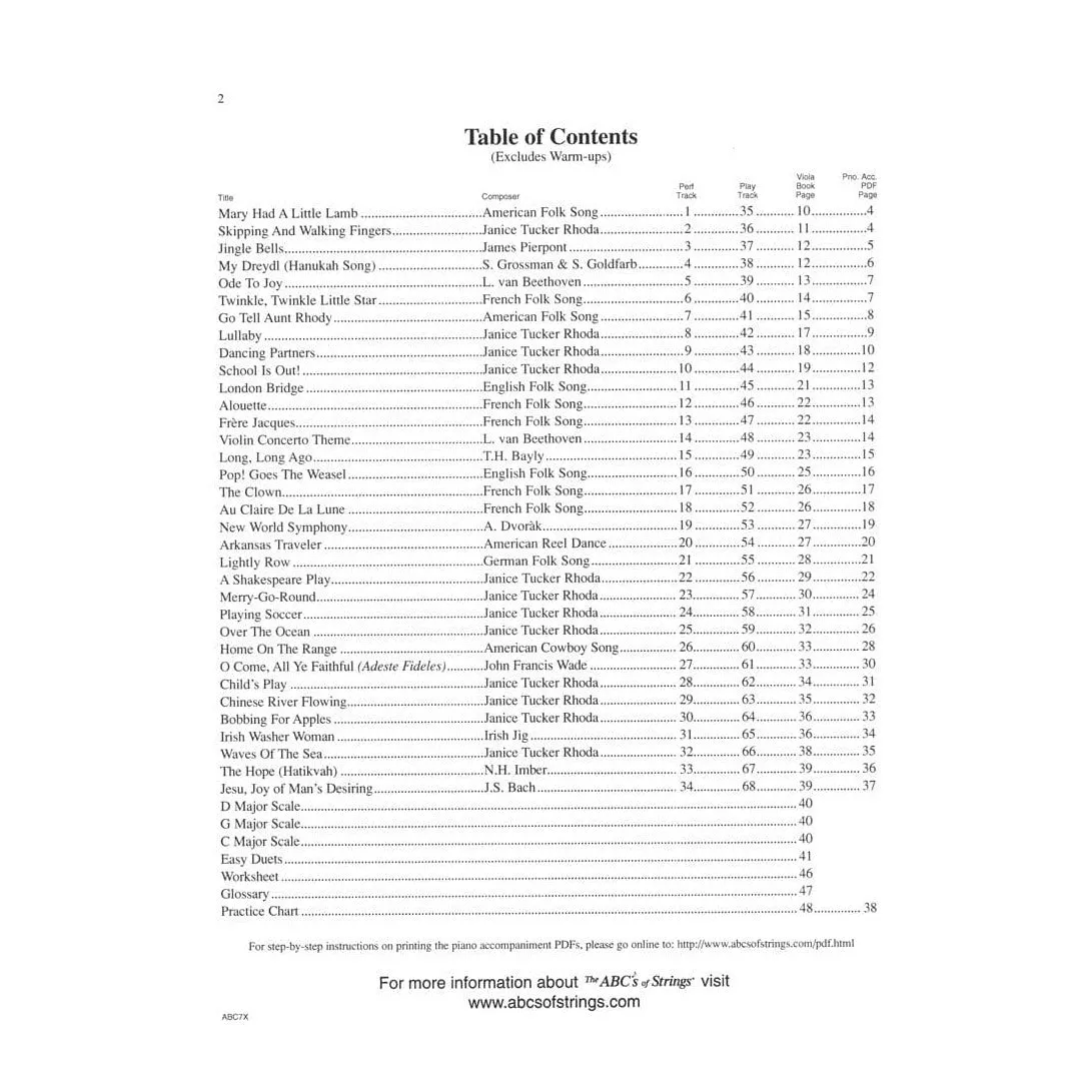 Carl Fischer Rhoda ABCs of Viola Band 1 Noten Bratsche