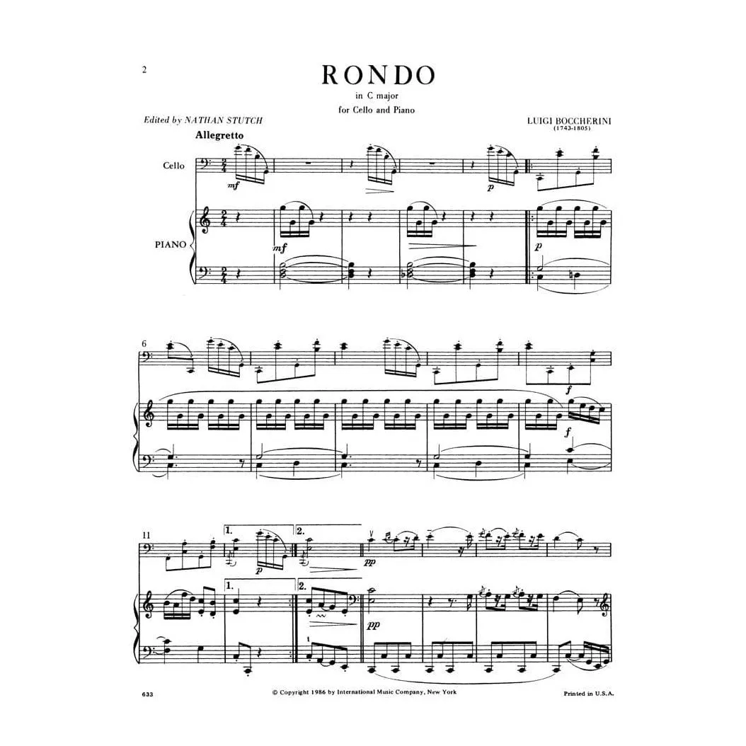 Boccherini Rondo G 310 Noten Cello Klavier