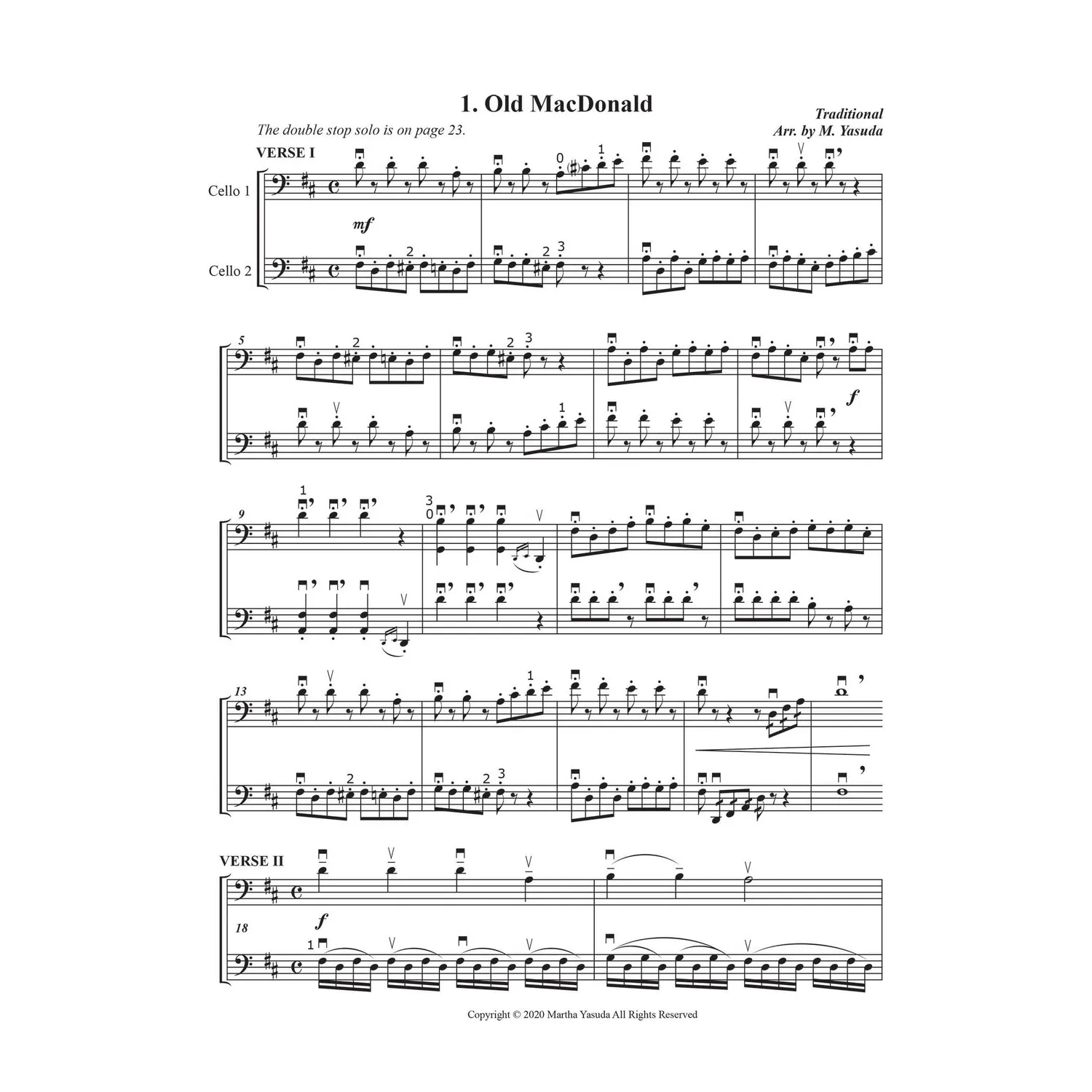 Shar Music American Melodies Vol. II Cellonoten Download Doppelgriffe