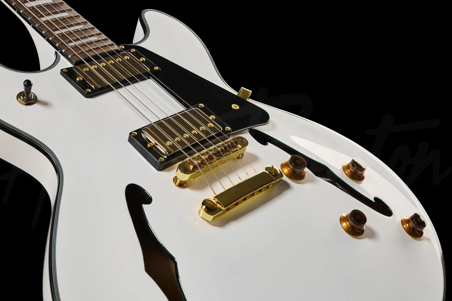 Harley Benton HB-35Plus Semi-Hollow E-Gitarre White Humbucker