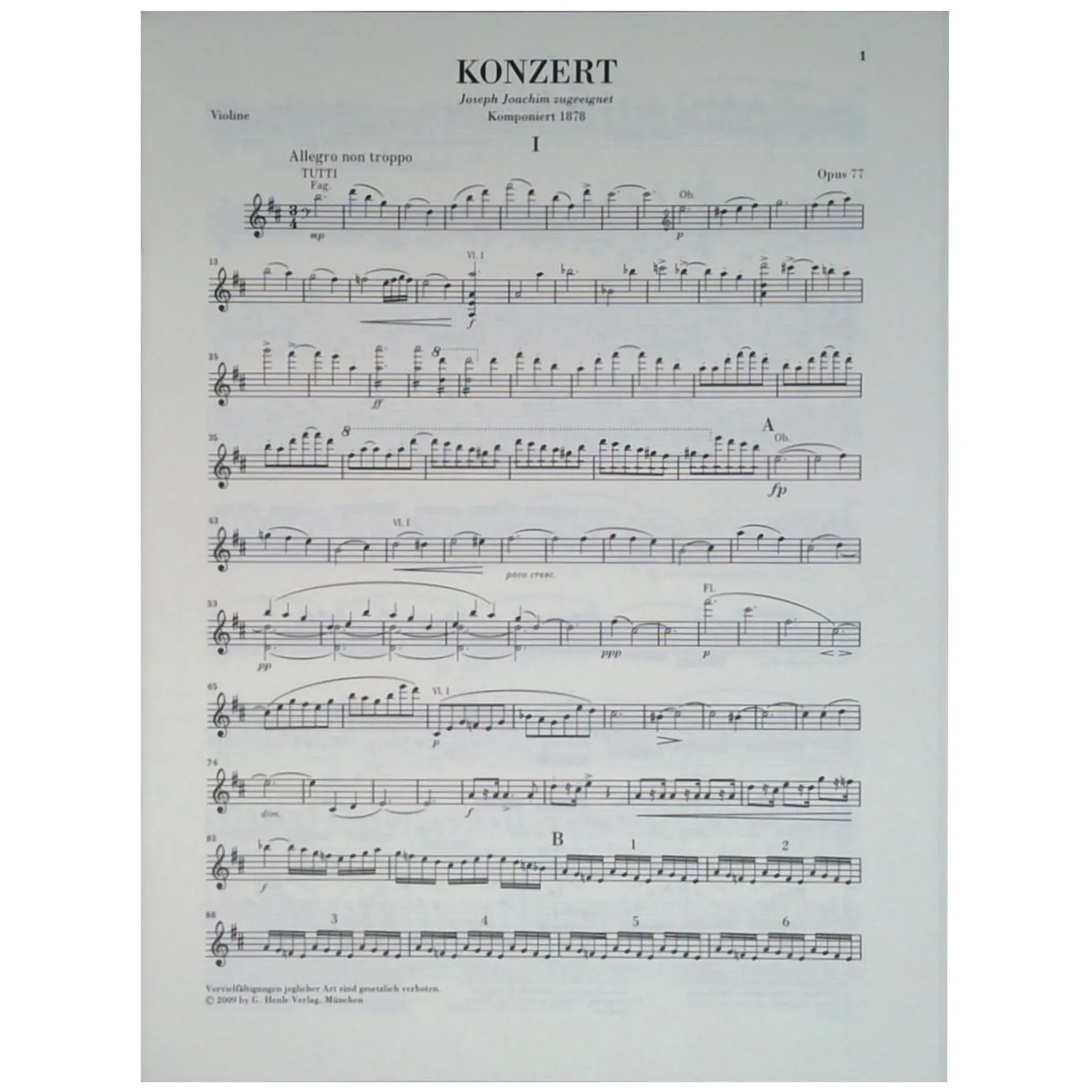Henle Brahms Violinkonzert D-Dur Op.77 Violinnoten Zimmermann
