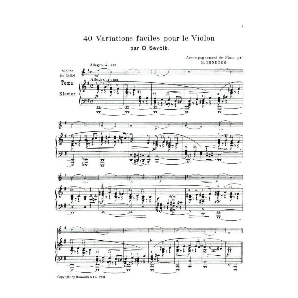 Bosworth Sevcik 40 Variationen Op. 3 Klavierbegleitung