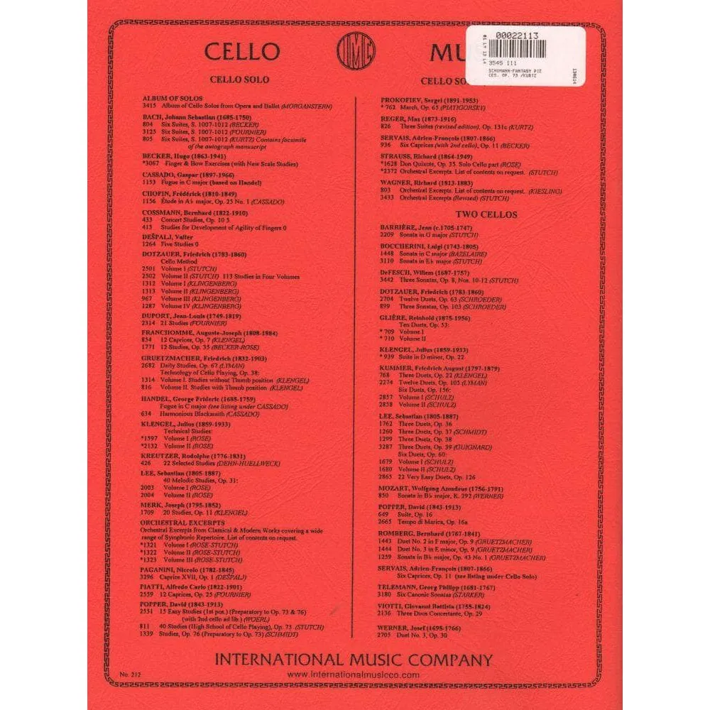 International Schumann Fantasiestücke Op 73 Cello Klavier Noten