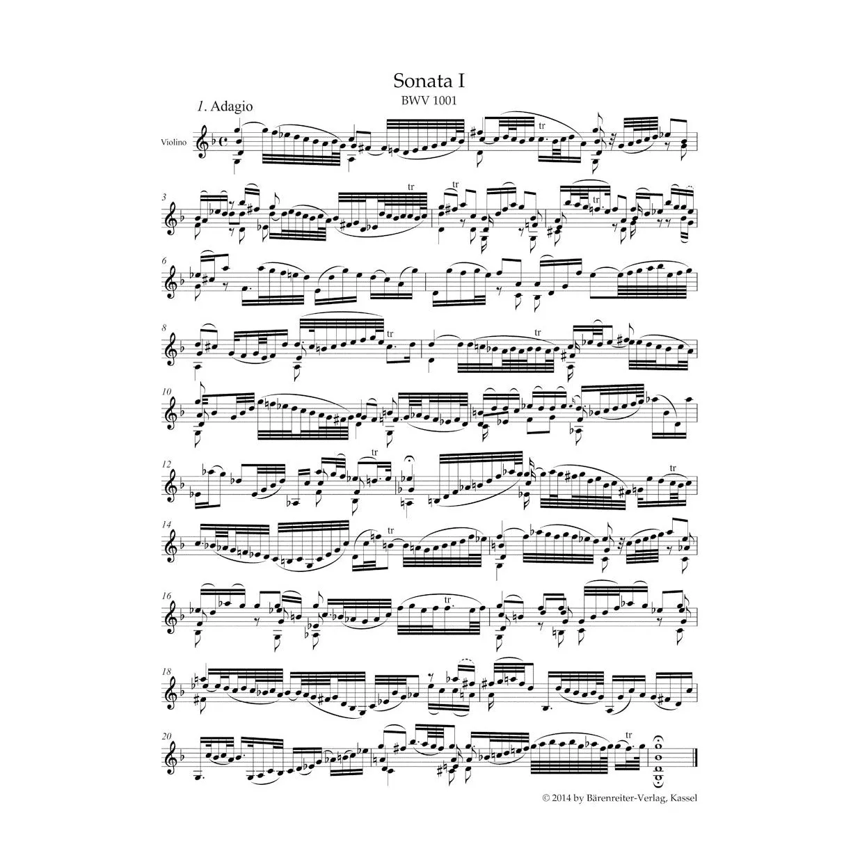 Bärenreiter Bach BWV 1001-1006 Noten Violine Solo Wollny