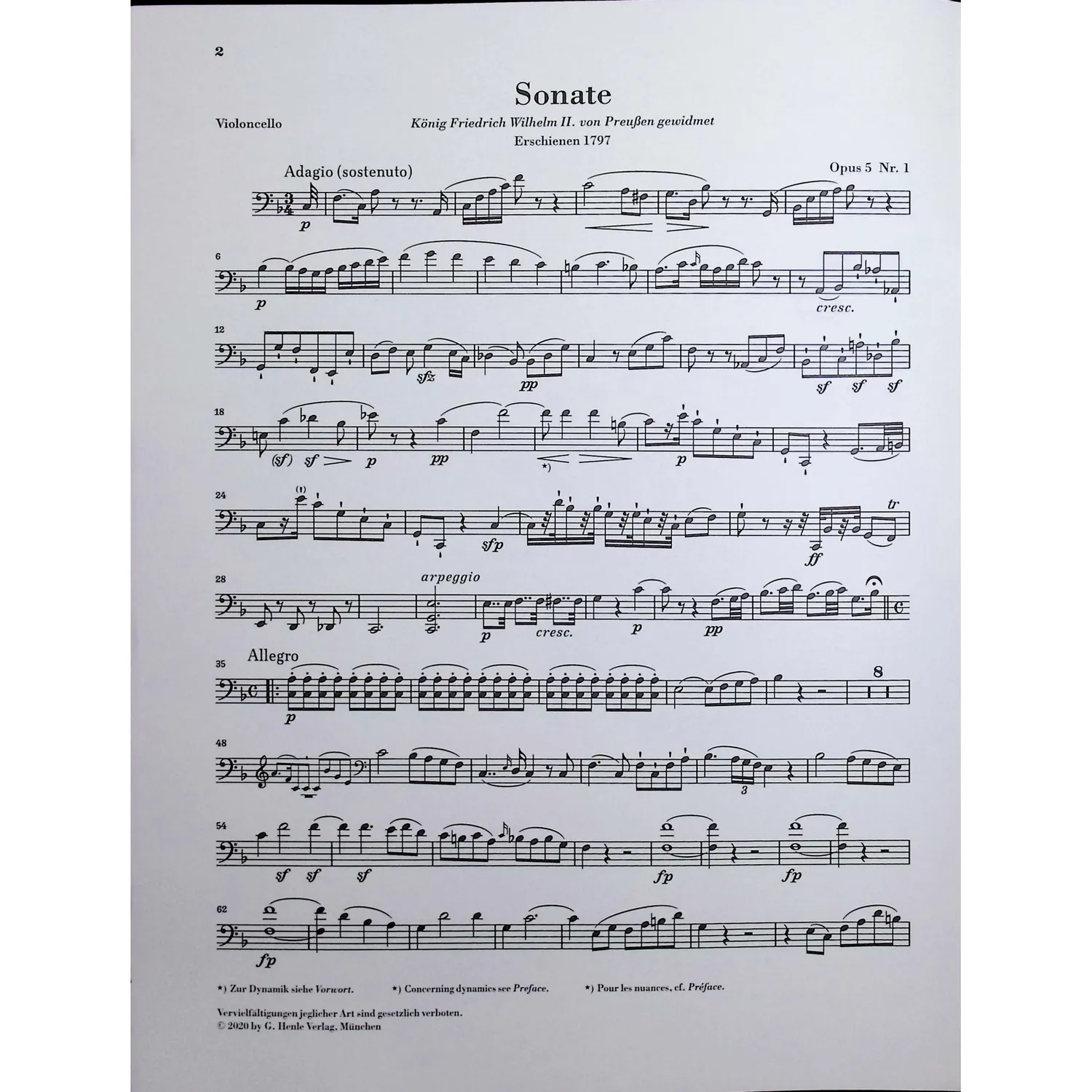 Shar Music Beethoven Sonate F-Dur Op. 5/1 Noten Cello