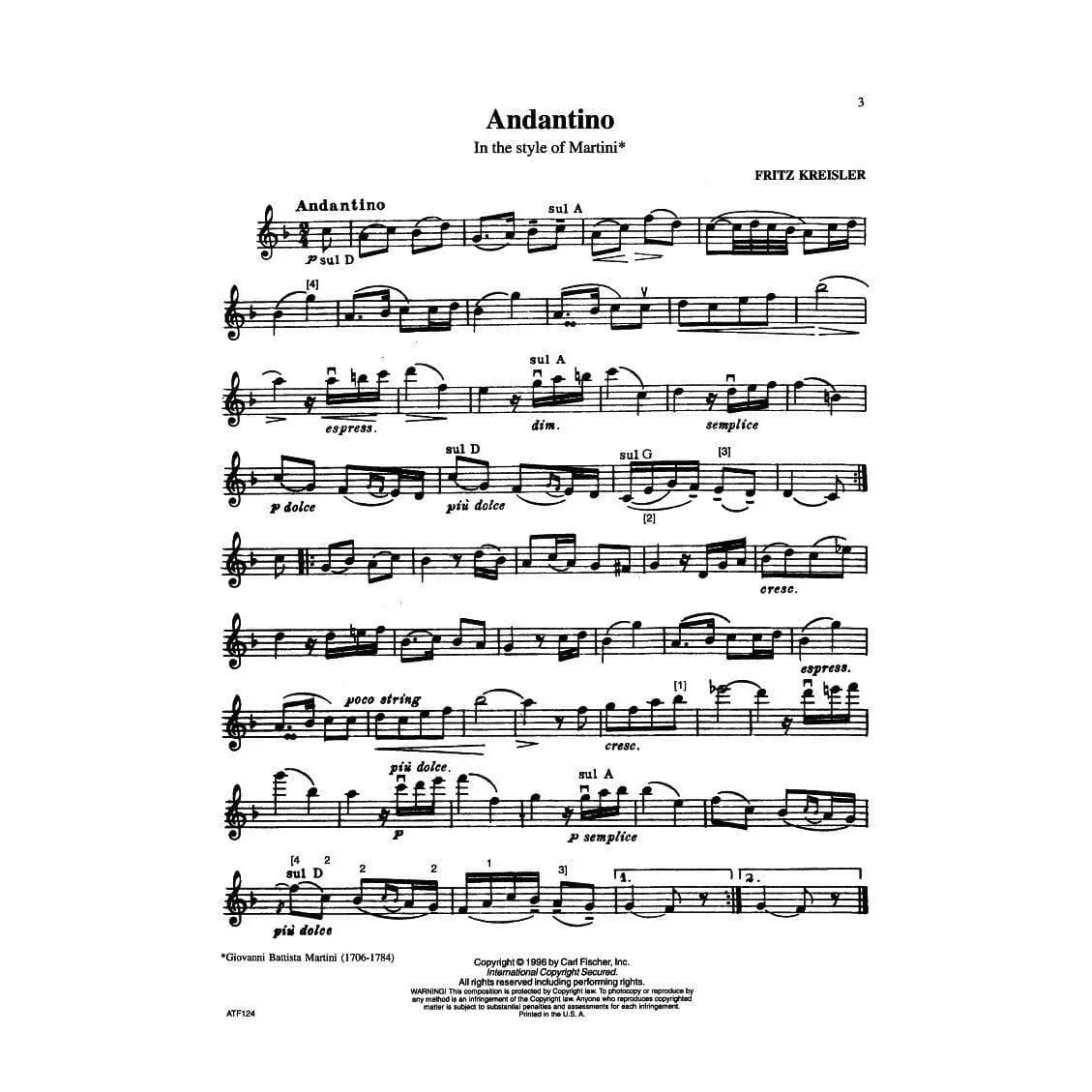 Carl Fischer Kreisler Collection Vol.2 Noten Violine Klavier Stücke