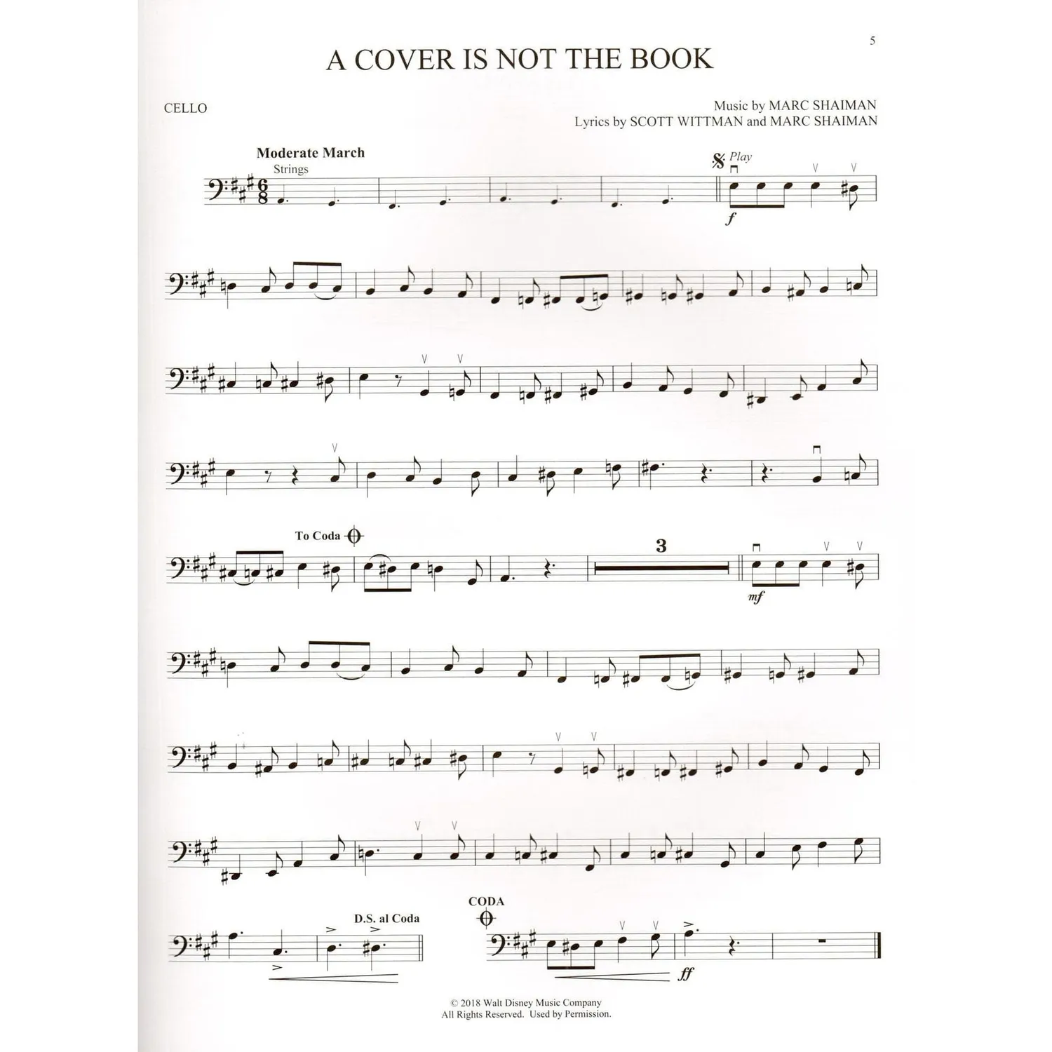 Hal Leonard Mary Poppins Returns Cellonoten für Cello mit Audio