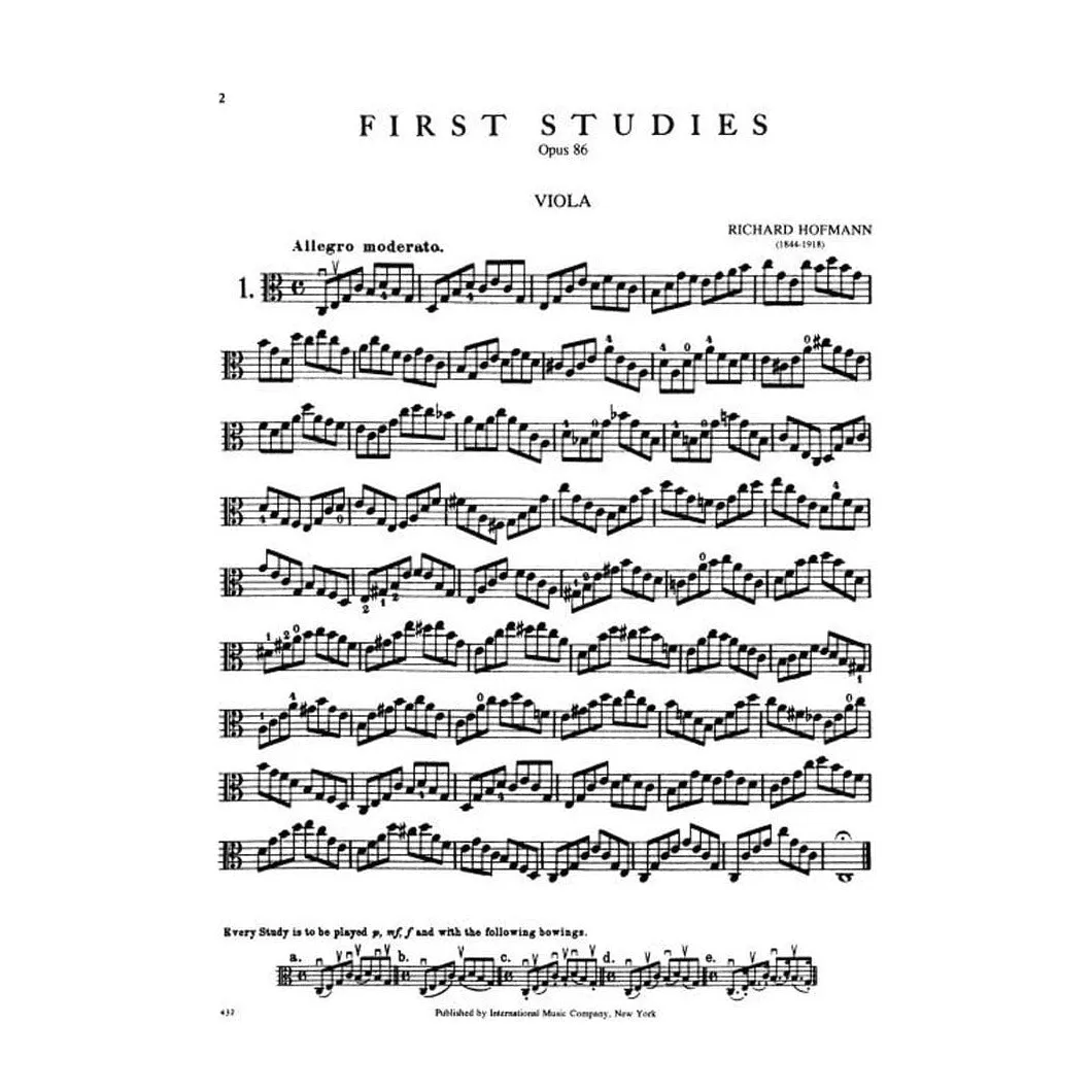Hofmann First Studies Op 86 Viola Noten solo International